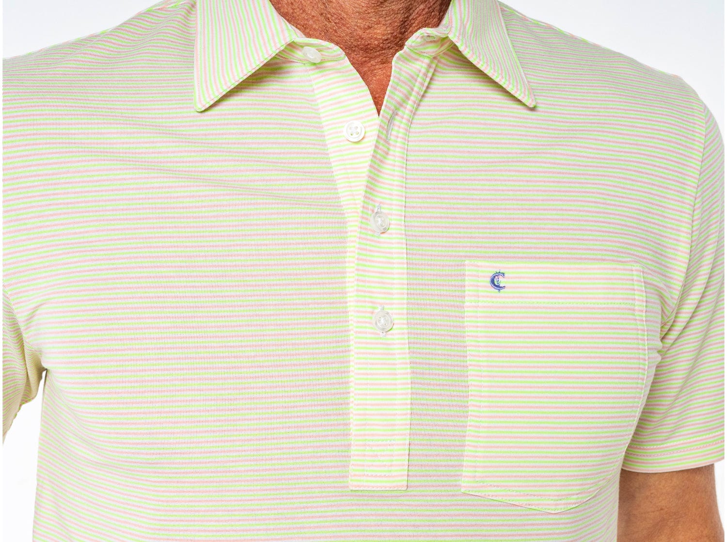 Performance Players Shirt - Hobby Stripe Pink & Green Athletic Top for Casual Wear & Sports Activities
