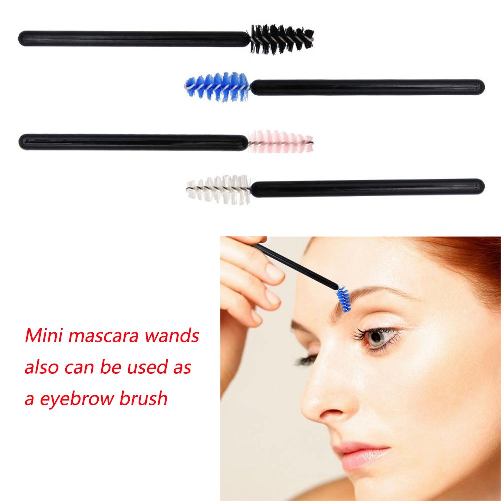 200 Pack Disposable Mascara Wands - Mini Eyelash Brushes for Extensions, Brow Brush Makeup Tools (4 Colors) - Perfect for Lash Artists, Salons & DIY Beauty at Home