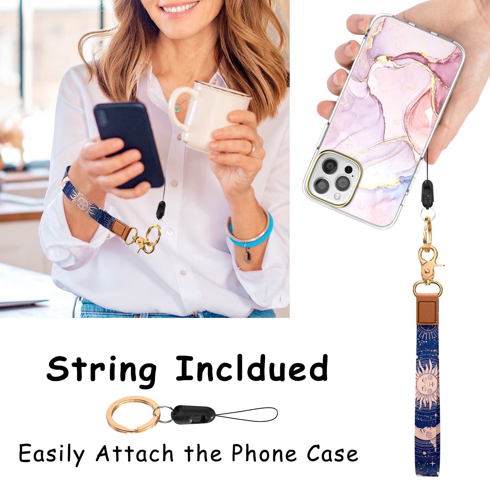 Stylish Wrist Lanyard Keychain for Women & Men - Secure Holder for Car Keys, ID Badges, Cards, Wallet & Phone - Perfect for Work, Travel & Everyday Use