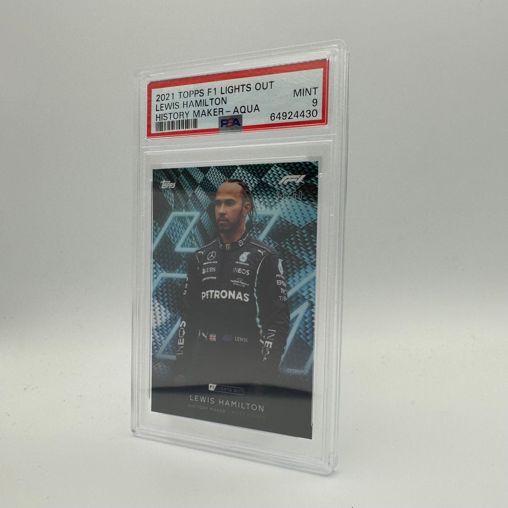 PSA 9 Graded 33/50 Lewis Hamilton History Maker Trading Card - Perfect for Collectors, Sports Memorabilia Enthusiasts, and F1 Racing Fans