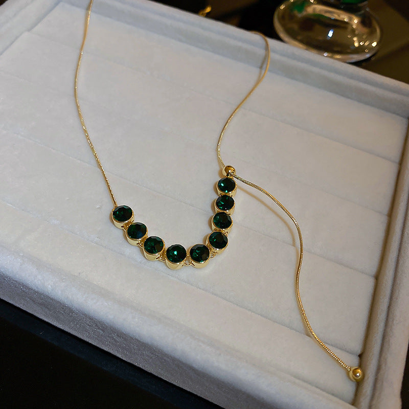 Dainty Green CZ Adjustable Chain Necklace | Elegant Jewelry for Women | Perfect for Parties, Weddings & Everyday Wear | HN2329