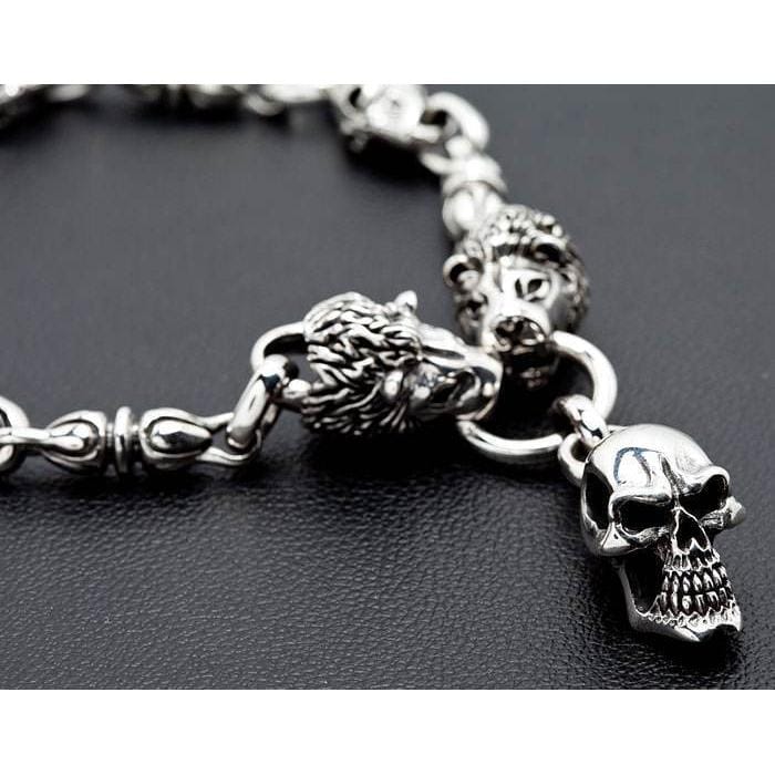 Lion Skull Sterling Silver Biker Necklace for Men - Gothic Punk Jewelry, Motorcycle Rider Gift, Edgy Fashion Accessory for Bikers, Rockers, and Skull Lovers