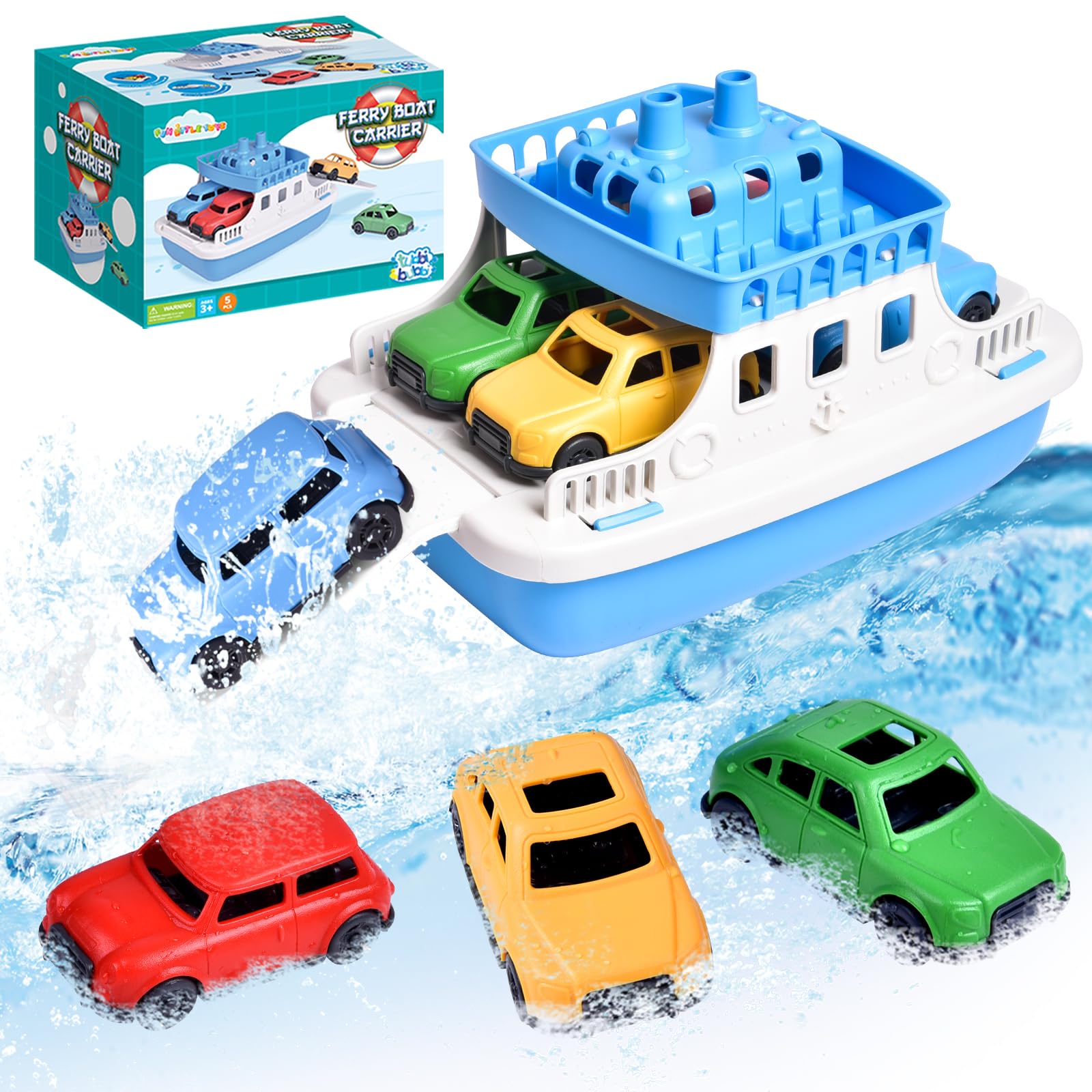**Best Toddler Bath Toys - 4-in-1 Toy Boat with Mini Cars for Kids, Water Play Set for Bathtub, Pool & Beach - Perfect Birthday Gift for Boys & Girls**    *(Use Case: Fun bath time, pool parties, beach adventures, and imaginative play for toddlers!)*