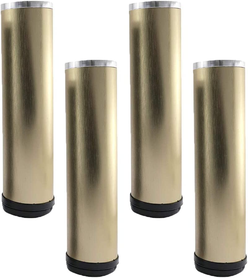 Adjustable Metal Table Legs - 4 Pack Aluminum Alloy Round Furniture Feet for Sofa, Couch, Desk & Bed - 12cm Gold Replacement Risers - Perfect for Home Office & Living Room Furniture Upgrade