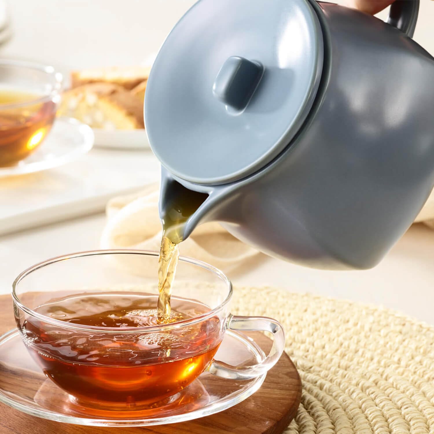 Premium Ceramic Teapot with Infuser & Lid - 24oz Stone Blue Loose Leaf Tea Maker | Dishwasher & Microwave Safe | Perfect for Afternoon Tea, Gifts & Home Decor