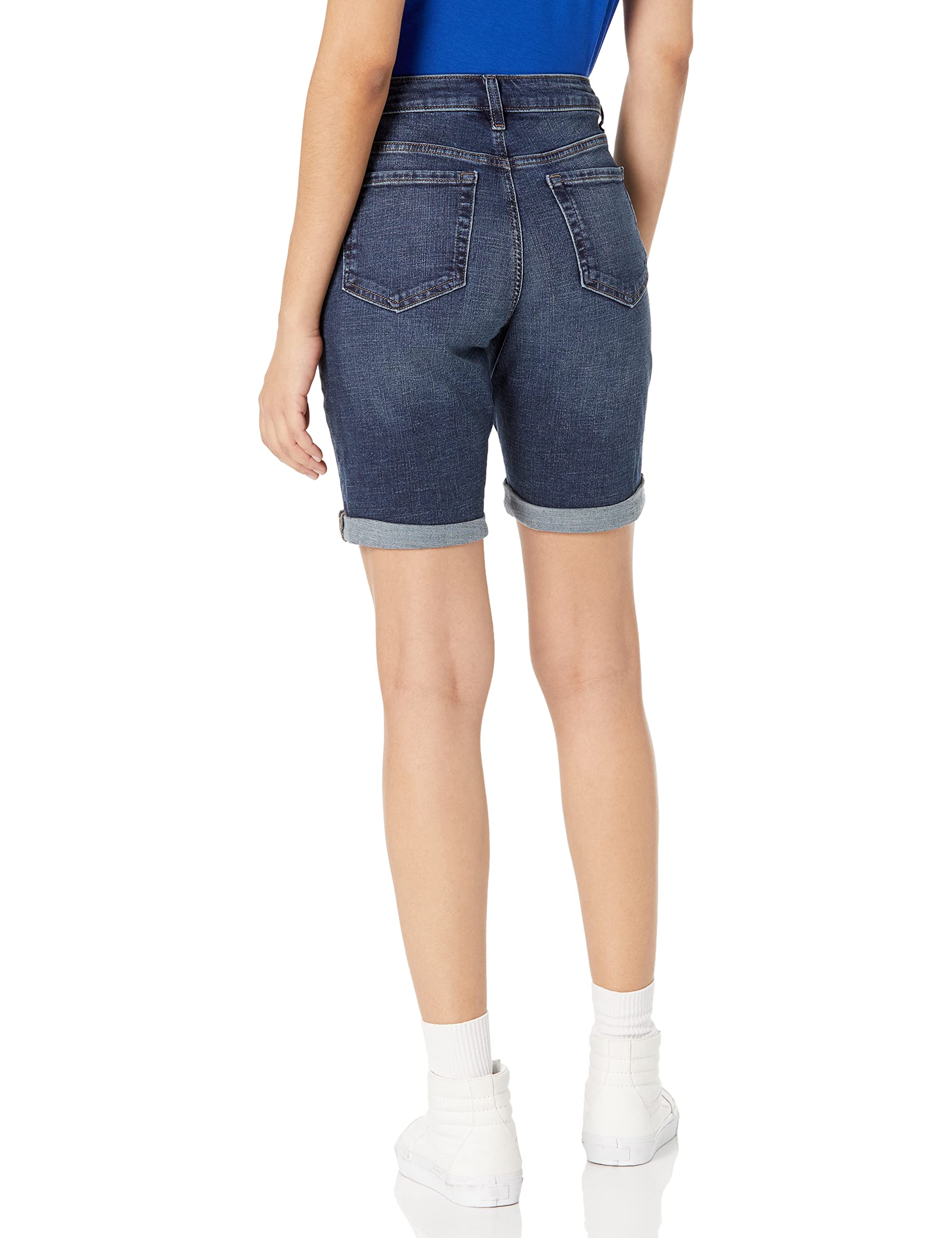Amazon Essentials Women's Denim Bermuda Shorts with Pockets - Comfortable Stretch Denim Shorts for Women, High Waisted Casual Summer Shorts with Side Pockets - Perfect for Beach, Vacation, and Everyday Wear