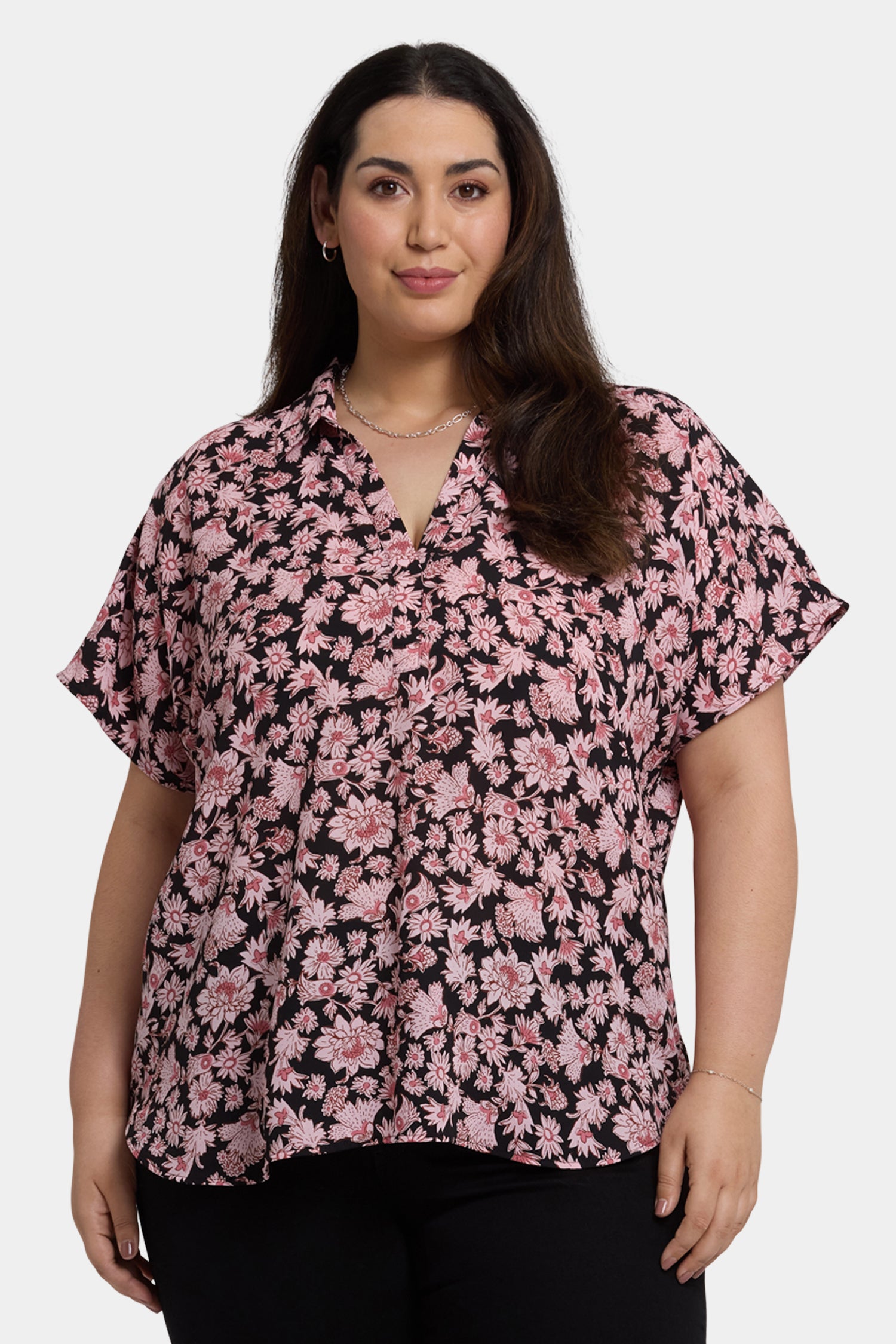 Becky Plus Size Short Sleeve Blouse - Floral Print Women's Casual Top for Work & Date Night | Lilla Garden