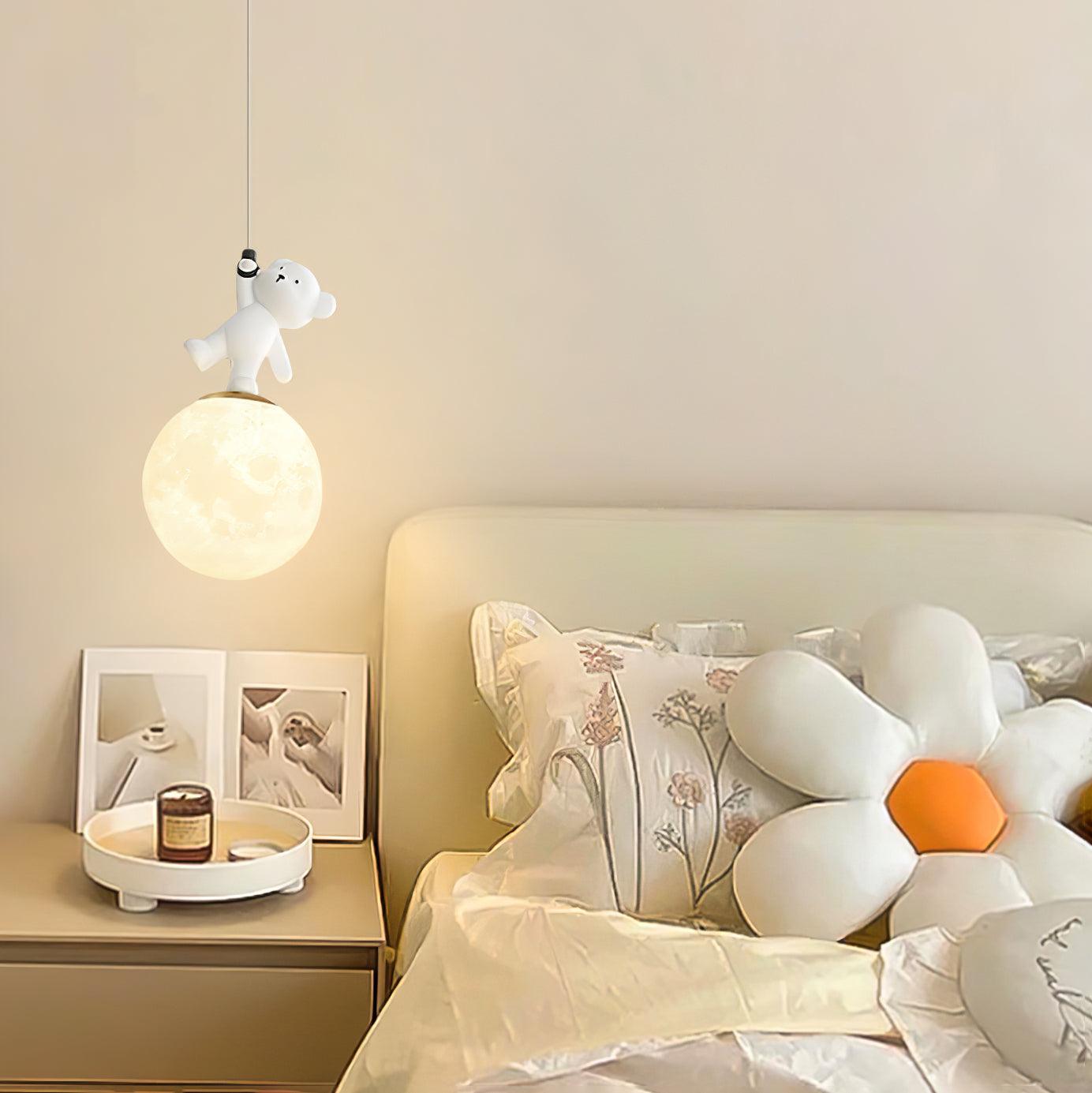 Animal and Moon Pendant Light - Modern Celestial Nursery Decor, Bedroom Ceiling Fixture for Kids Room, Boho Home Lighting