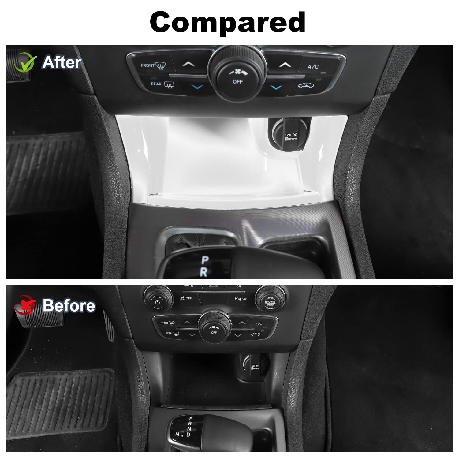2011-2025 Dodge Charger Center Console Organizer - ABS Plastic Gear Shift Storage Bin Trim Panel (4-Piece Set, White) | Interior Accessories for Enhanced Car Organization & Style