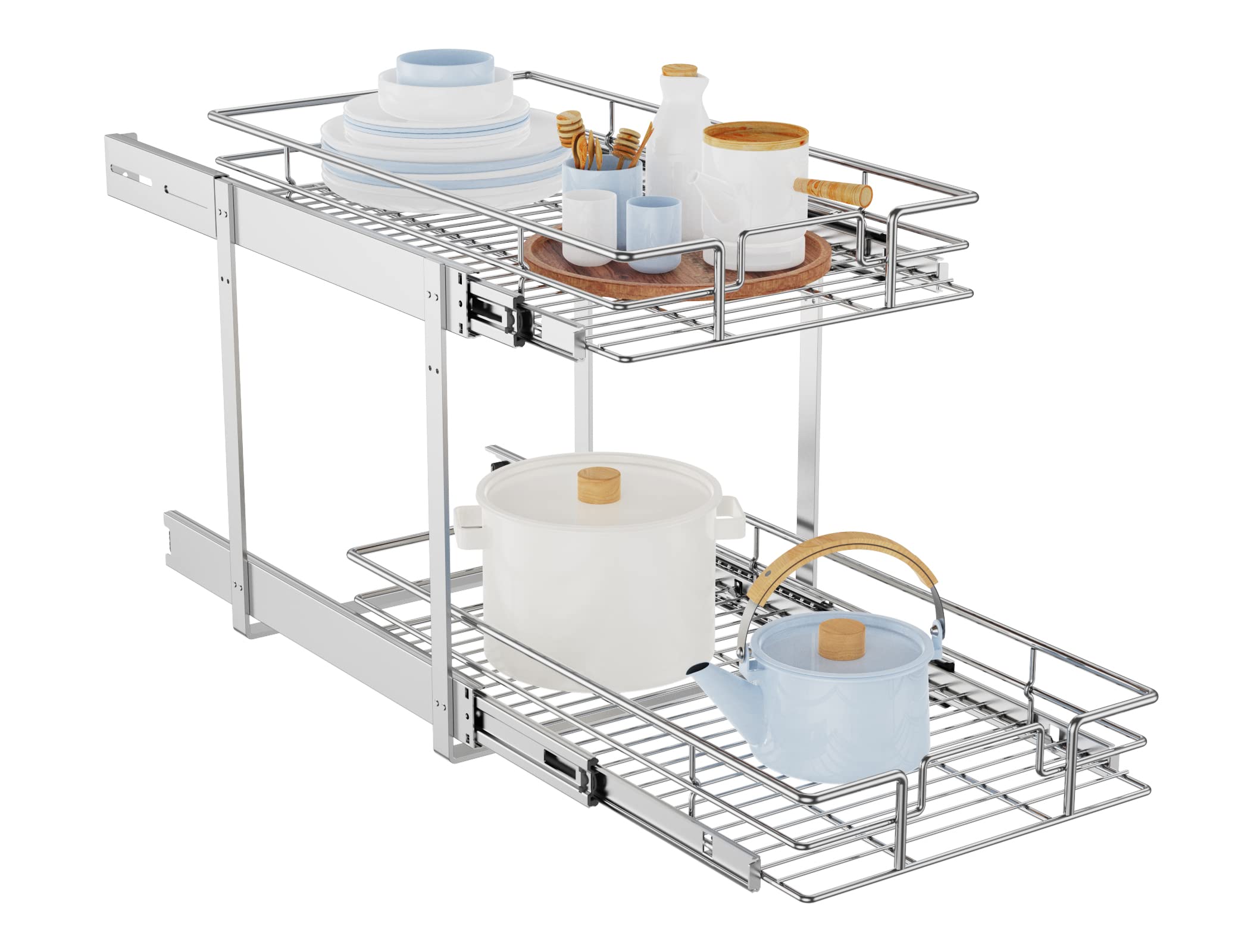 LOVMOR 2-Tier Slide Out Cabinet Organizer - 11