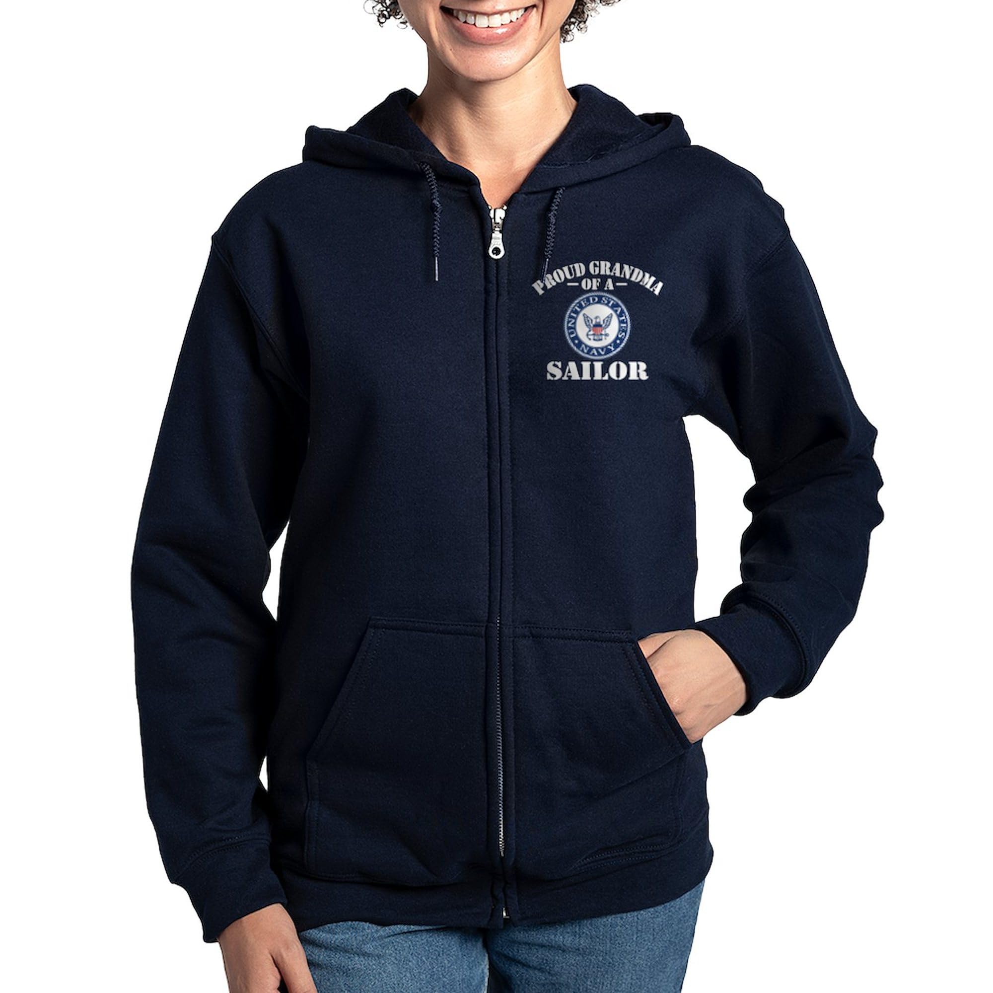 Proud Grandma of a US Navy Sailor Women's Zip-Up Hoodie Sweatshirt - Comfortable & Stylish for Casual Wear, Navy Pride Apparel, Gifts for Military Families