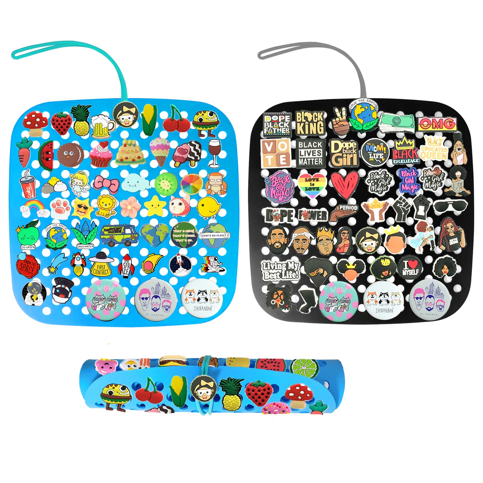 **2-Pack Croc Charm Organizer & Shoe Charms Display Stand – Portable, Flexible Storage Roll Bag for Jibbitz Accessories (Charms Not Included) – Perfect for Travel, Home & Retail Store Displays**