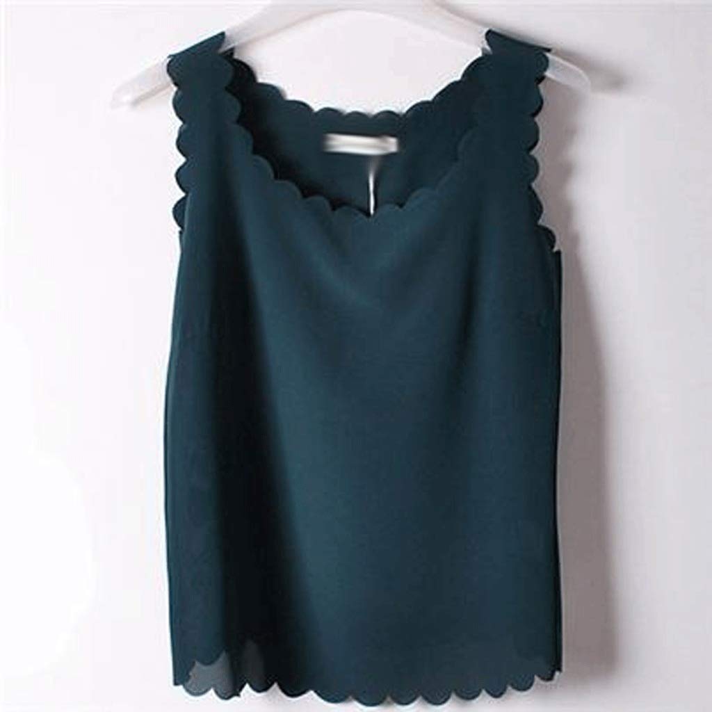 TWDYC Women's Summer Chiffon Sleeveless Ruffled Tank Top - Casual Blouse for Beach, Party & Office Wear (Color: Blue, Size: Small)