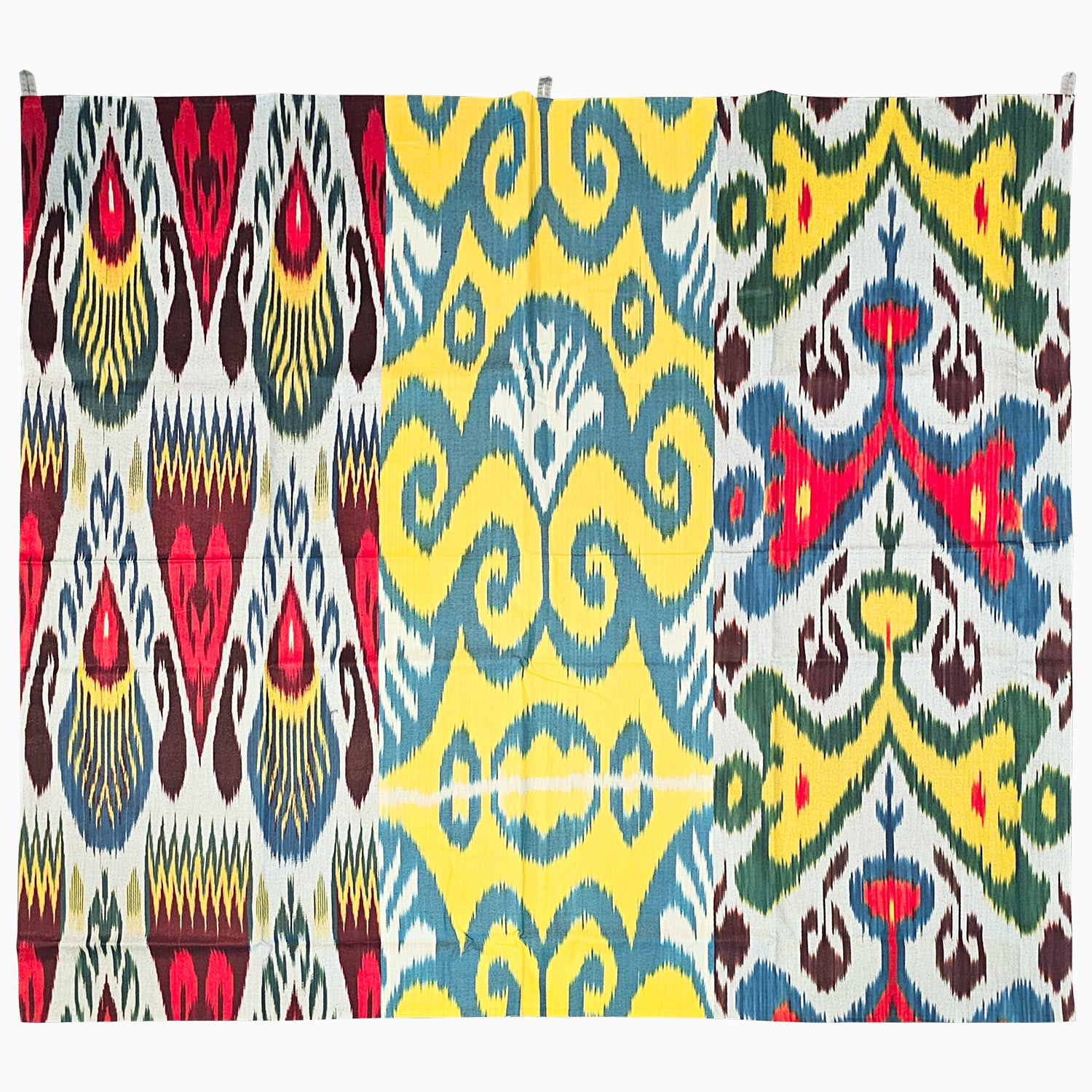 Handwoven Uzbek Ikat Tapestry Wall Hanging - Traditional Central Asian Textile Decor for Bohemian Living Room, Bedroom & Dorm