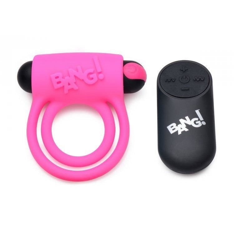 Bang! Silicone Cock Ring & Bullet Vibrator with Remote Control - Pink | Enhance Intimacy & Pleasure for Couples | Perfect for Romantic Nights & Spicy Adventures