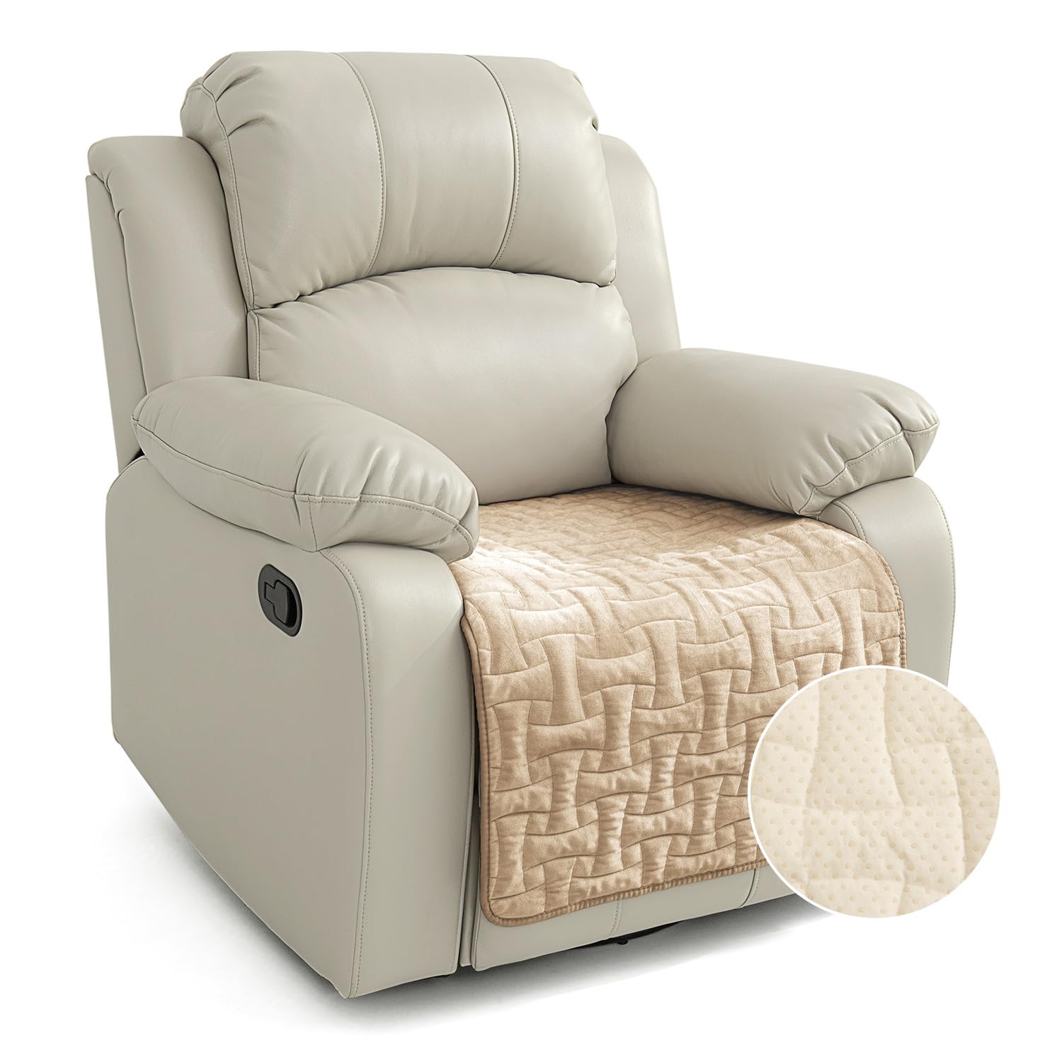 Premium Velvet Recliner Covers - Waterproof & Non-Slip Sofa Protector for Dogs & Cats - 23x38 Inch Beige Sectional Couch Cover (1 Piece) - Perfect for Pet Owners & Furniture Protection in Living Rooms