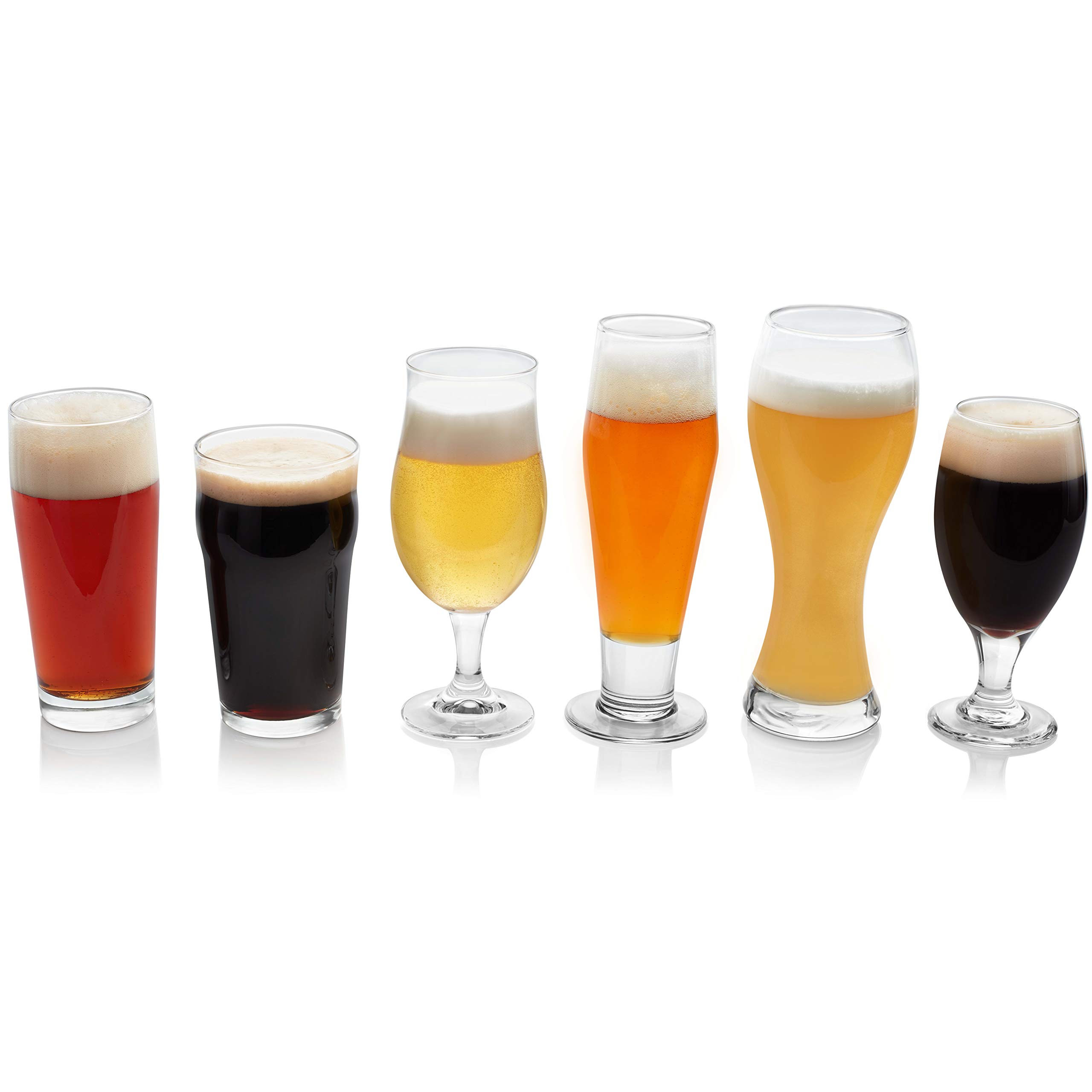 Libbey Craft Brews Assorted Beer Glasses Set of 6 - Premium Glassware for IPA, Lager & Craft Beer Enthusiasts - Perfect for Home Bars, Parties & Beer Tasting Events