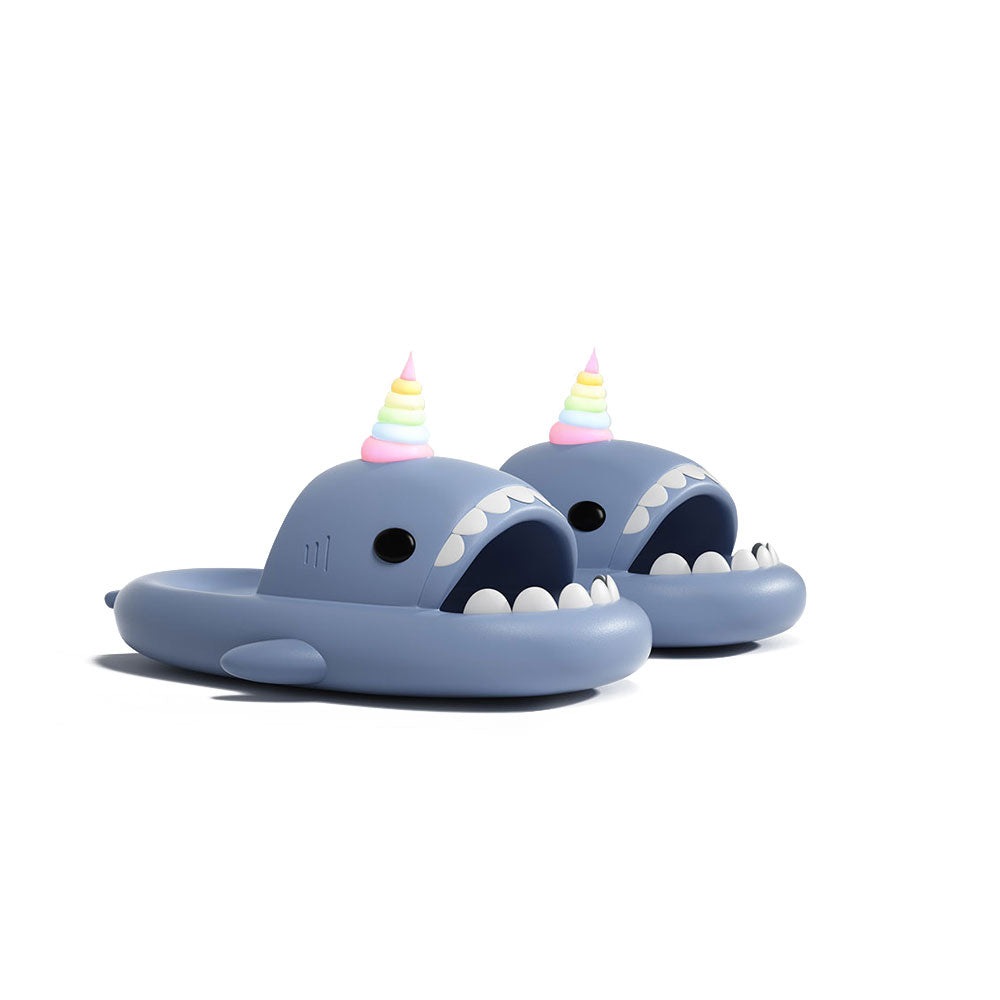 Sharkicks Unicorn Shark Slides for Women & Men - Comfortable Non-Slip Beach Sandals for Pool, Vacation, and Summer Outdoor Activities