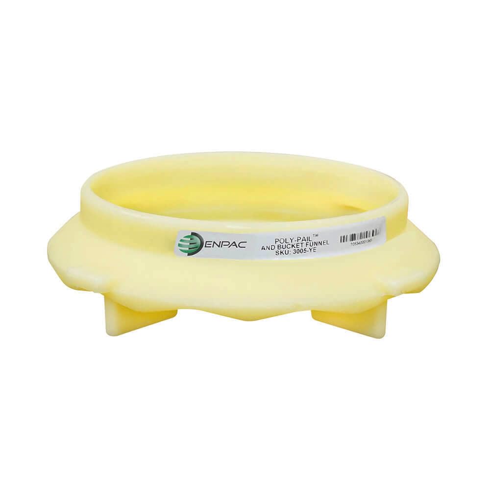 Enpac Poly Pail and Bucket Funnel - Yellow Wide Mouth Spill Containment Funnel for Easy Installation | Perfect for Industrial, Chemical & Workshop Use