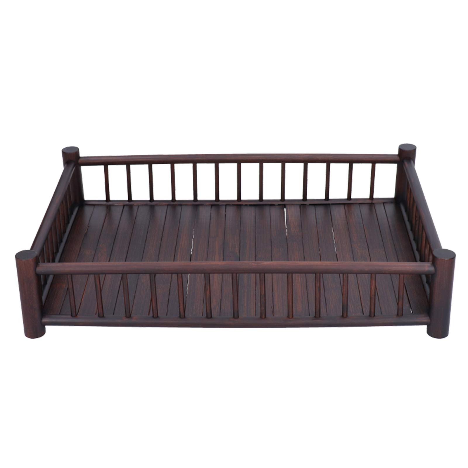 TOPINCN Natural Bamboo Tea Tray - Chinese Kung Fu Tea Saucer & Coffee Accessories - Rectangular Food Storage Container - Home Decor (Dark Brown) - Perfect for Tea Ceremonies, Coffee Serving & Asian Style Home Decor