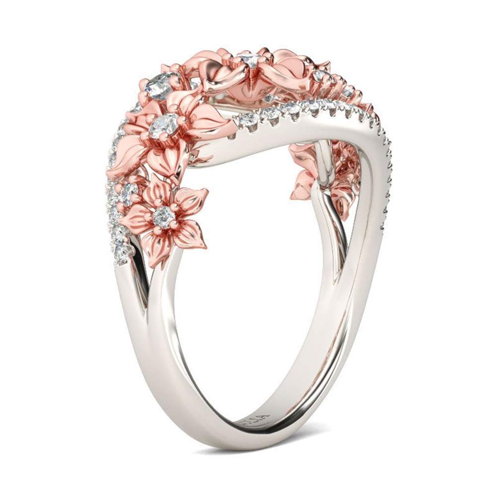 Jeulia 925 Sterling Silver Floral Ring for Women - Elegant Flower Band Ring with Brilliant Diamonds | Wedding, Engagement, Anniversary, Promise Jewelry Set | Perfect for Romantic Gifts & Special Occasions