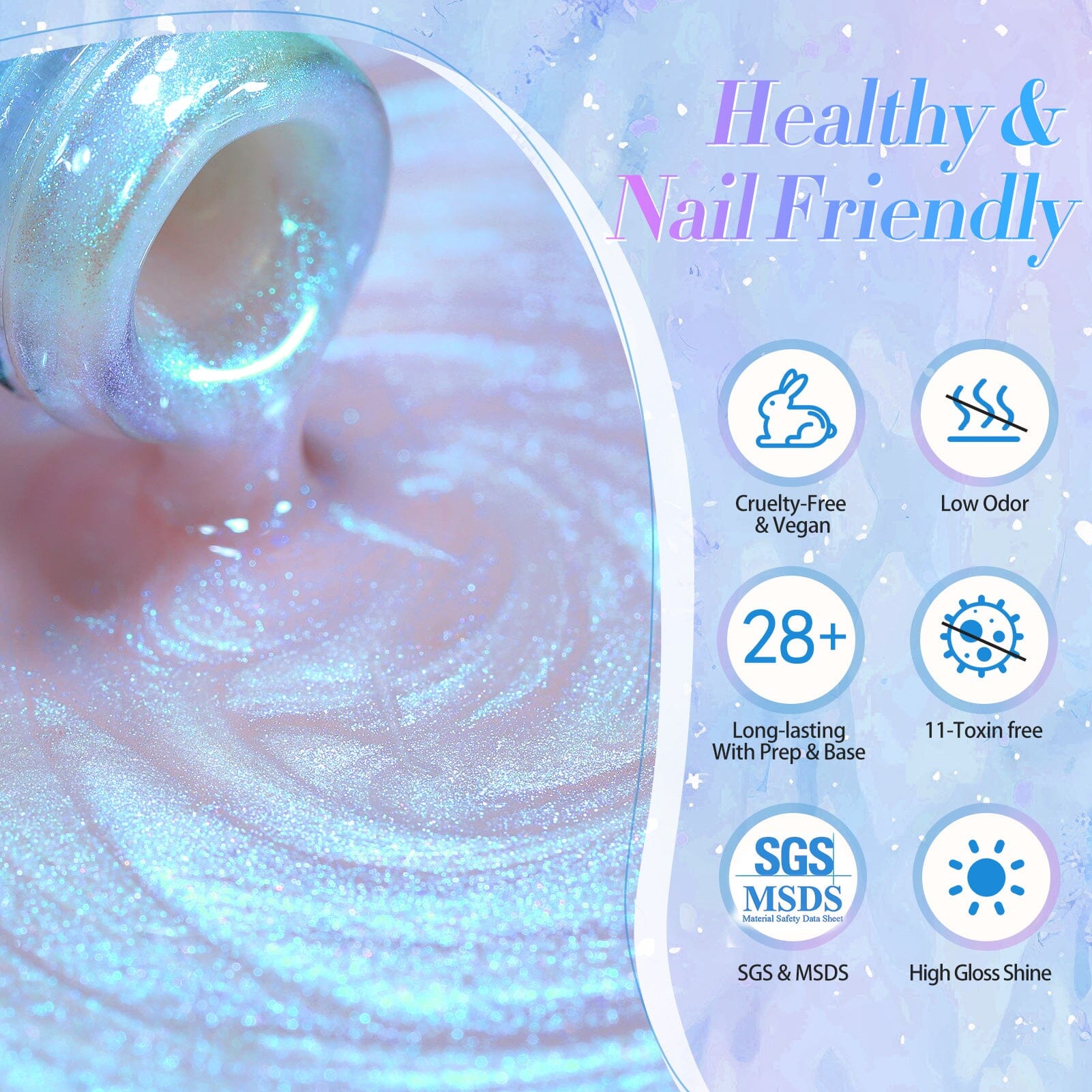 BORN PRETTY Blue Auroras Nail Polish - 15ml UV Gel Polish with Thread Swirl Effect for Nail Art | Perfect for Manicures, Pedicures & Salon Use