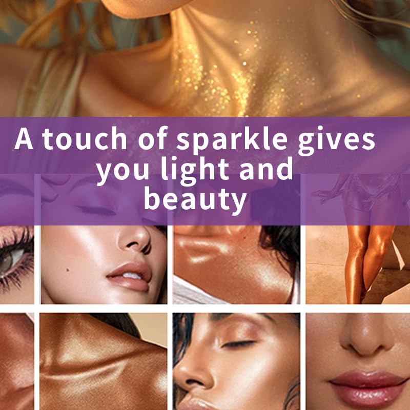 Golden Brown Shimmer Body Oil - Long Lasting Glow Highlighter for Face & Body Makeup | 3.4 Fl Oz | Perfect for Parties, Beach Days & Special Occasions