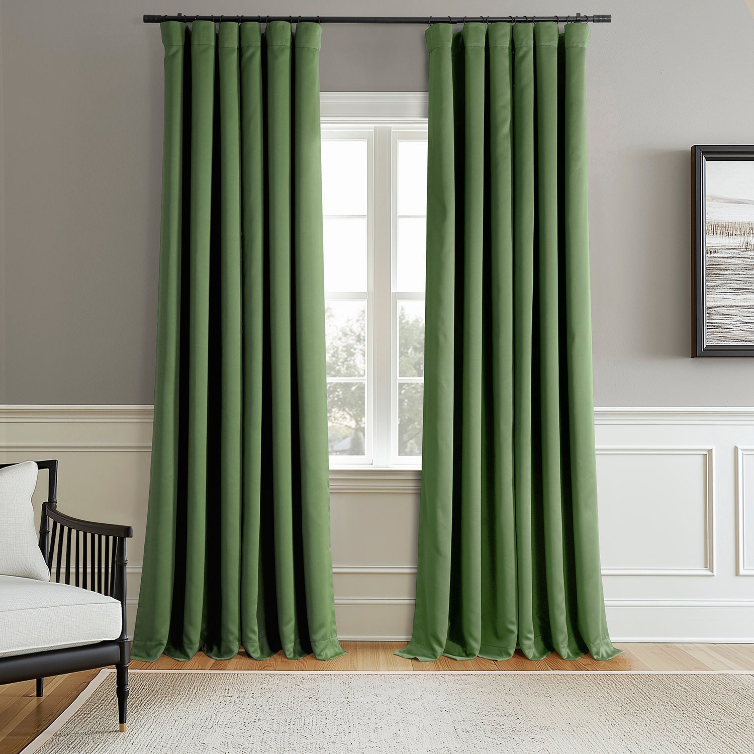 Dark Olive Green Blackout Curtains Set of 2 Panels - Thermal Insulated Noise Reducing Window Drapes for Bedroom, Living Room & Nursery