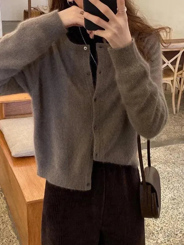 Women's Round Neck Layered Cardigan Sweater - Soft & Stylish Knit Pullover for Casual Wear, Office & Fall Outfits