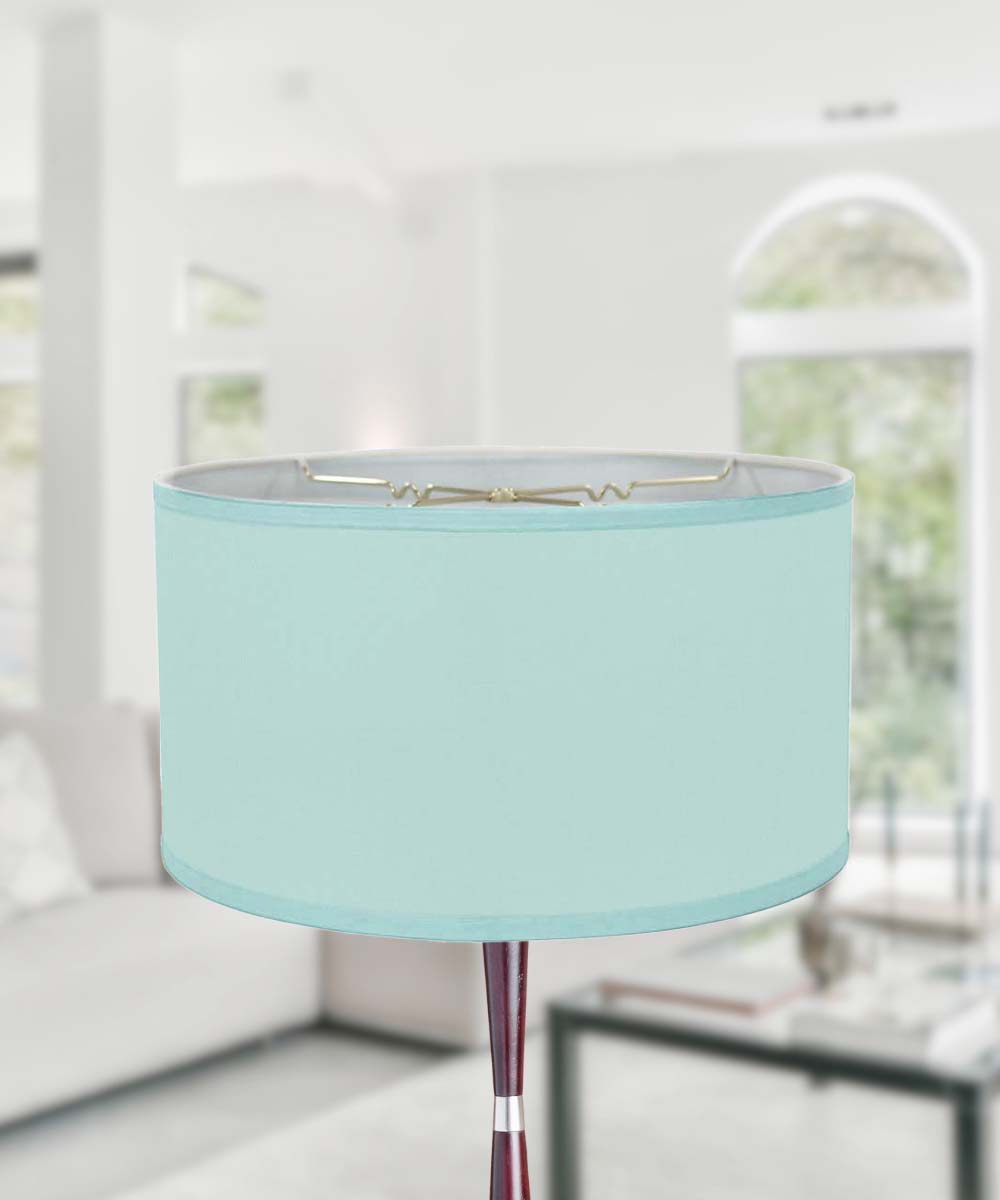 16x16x9 Island Paradise Aqua Linen Hardback Drum Lampshade - Perfect for Bedroom, Living Room & Coastal Decor Lighting