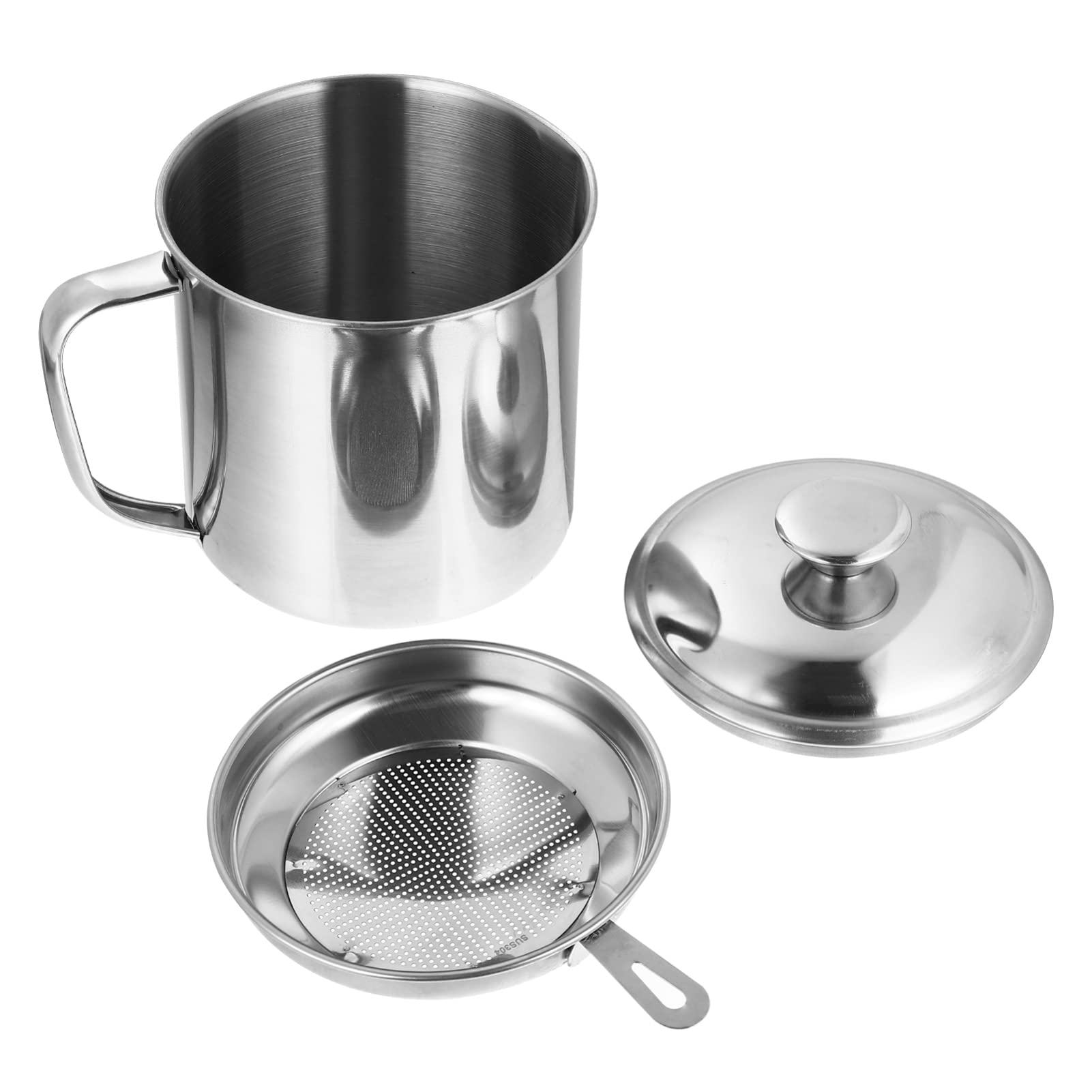 DOITOOL 1.3L Stainless Steel Bacon Grease Keeper with Lid - Grease Strainer Storage Container, Seasoning Pot for Kitchen, Cooking Oil & Fats Storage - Perfect for Frying, Olive Oil Storage & Drip Catcher