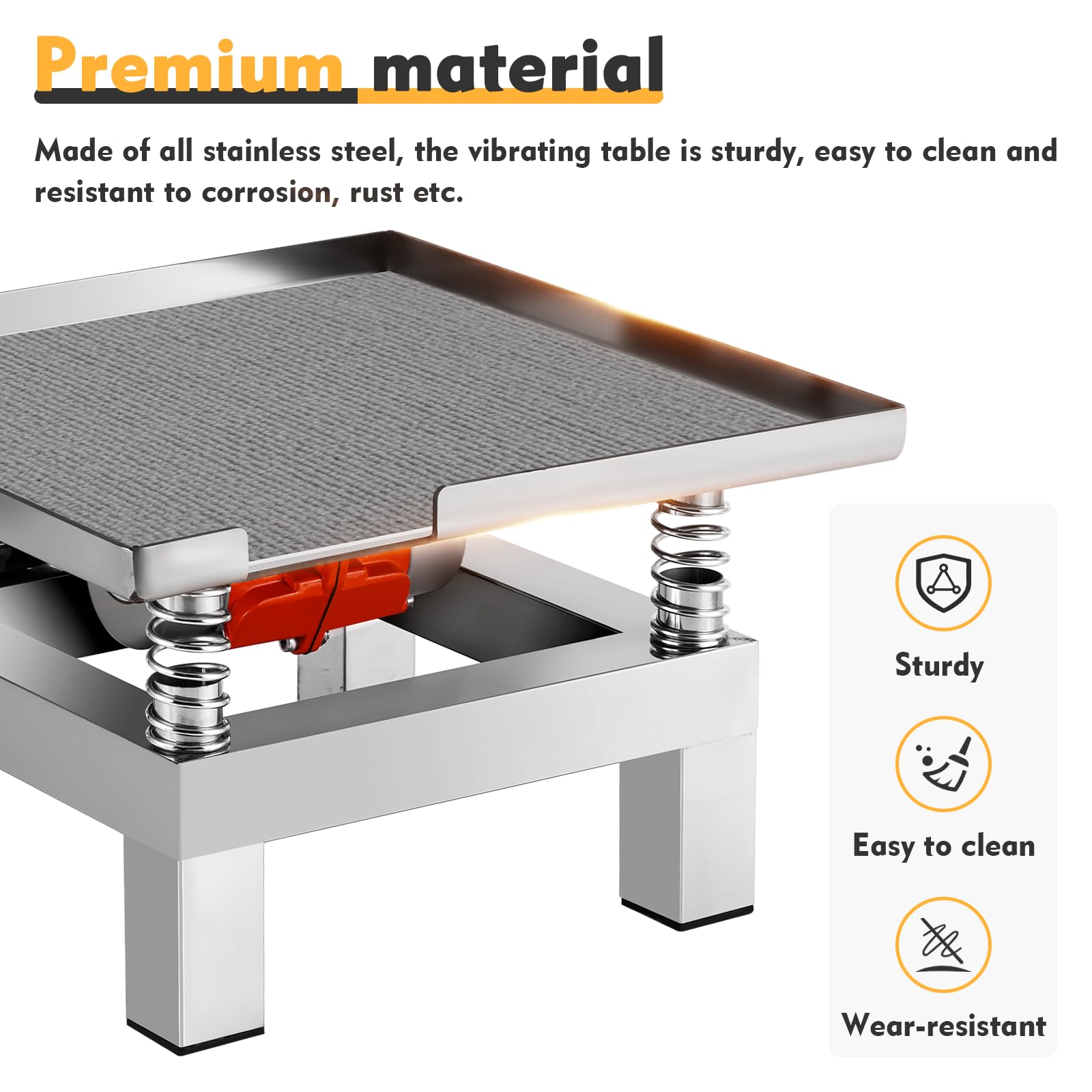 13.8x13.8 Inch Stainless Steel Concrete Vibration Table - 110V Vibrating Test Bench for Resin & Plaster Molds with Non-Slip Cloth Mat | Perfect for DIY Crafting, Jewelry Making, and Concrete Casting Projects