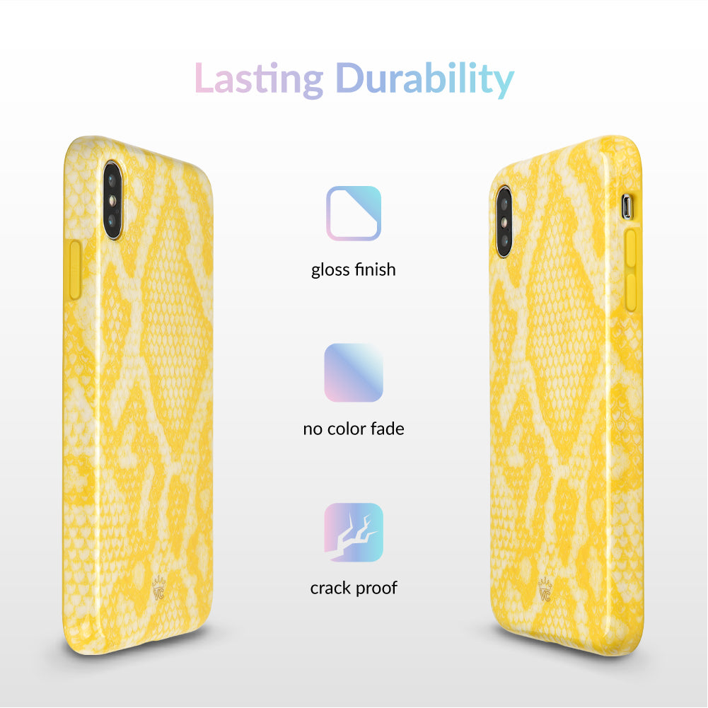 Premium Yellow Snakeskin Pattern iPhone Case - Stylish & Protective Phone Cover for iPhone [Model Numbers] | Perfect for Everyday Use, Travel & Fashion Accessories
