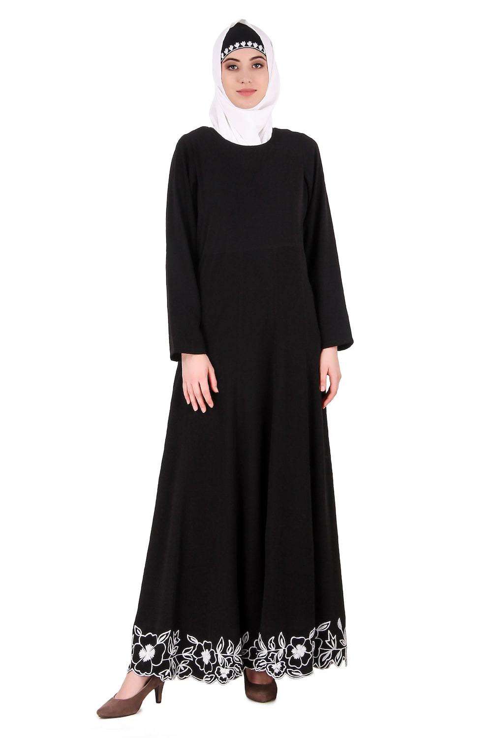 Embellished Scalped Bottom Anarkali Abaya - Elegant Muslim Women's Dress for Special Occasions & Weddings