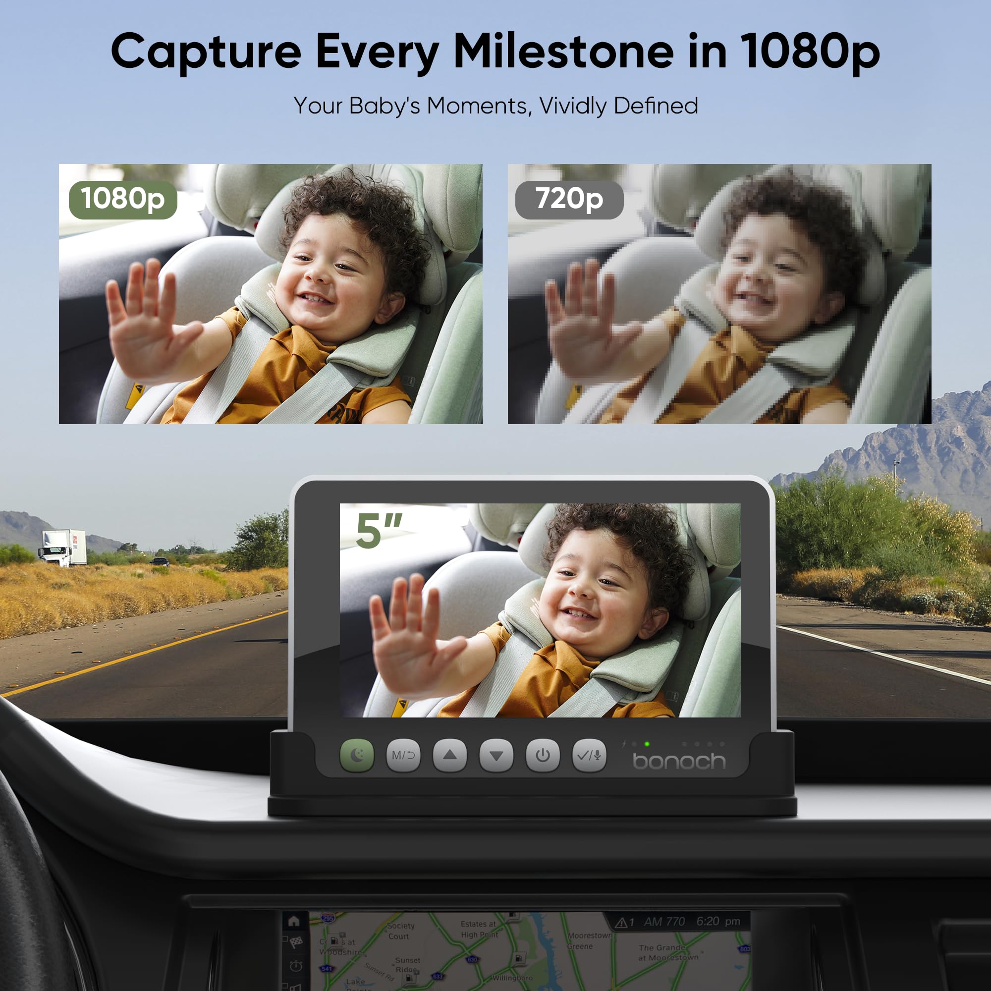 Bonoch Wireless 2-in-1 Baby Monitor for Car & Home - 5