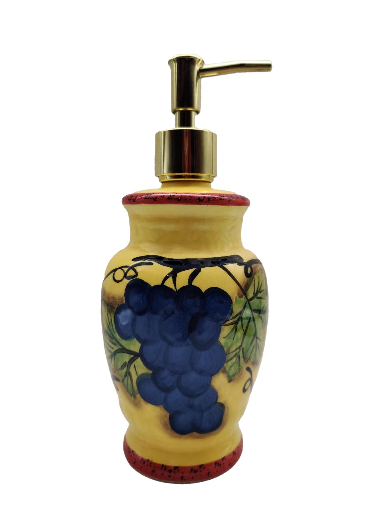 Hand Painted Ceramic Tuscany Sonoma Grape Soap Dispenser & Lotion Jar Set - 8