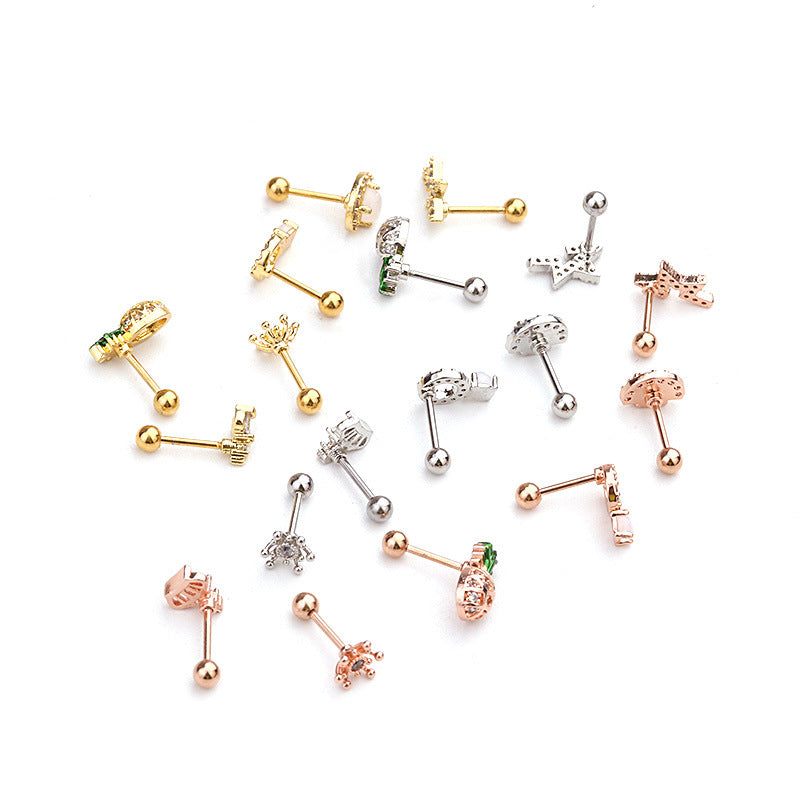 20G Cartilage Tiny Stud Earrings - Pineapple Stud Earrings for Women, Cute Gold Plated Piercing Jewelry | Perfect for Daily Wear, Gifts, and Summer Outfits