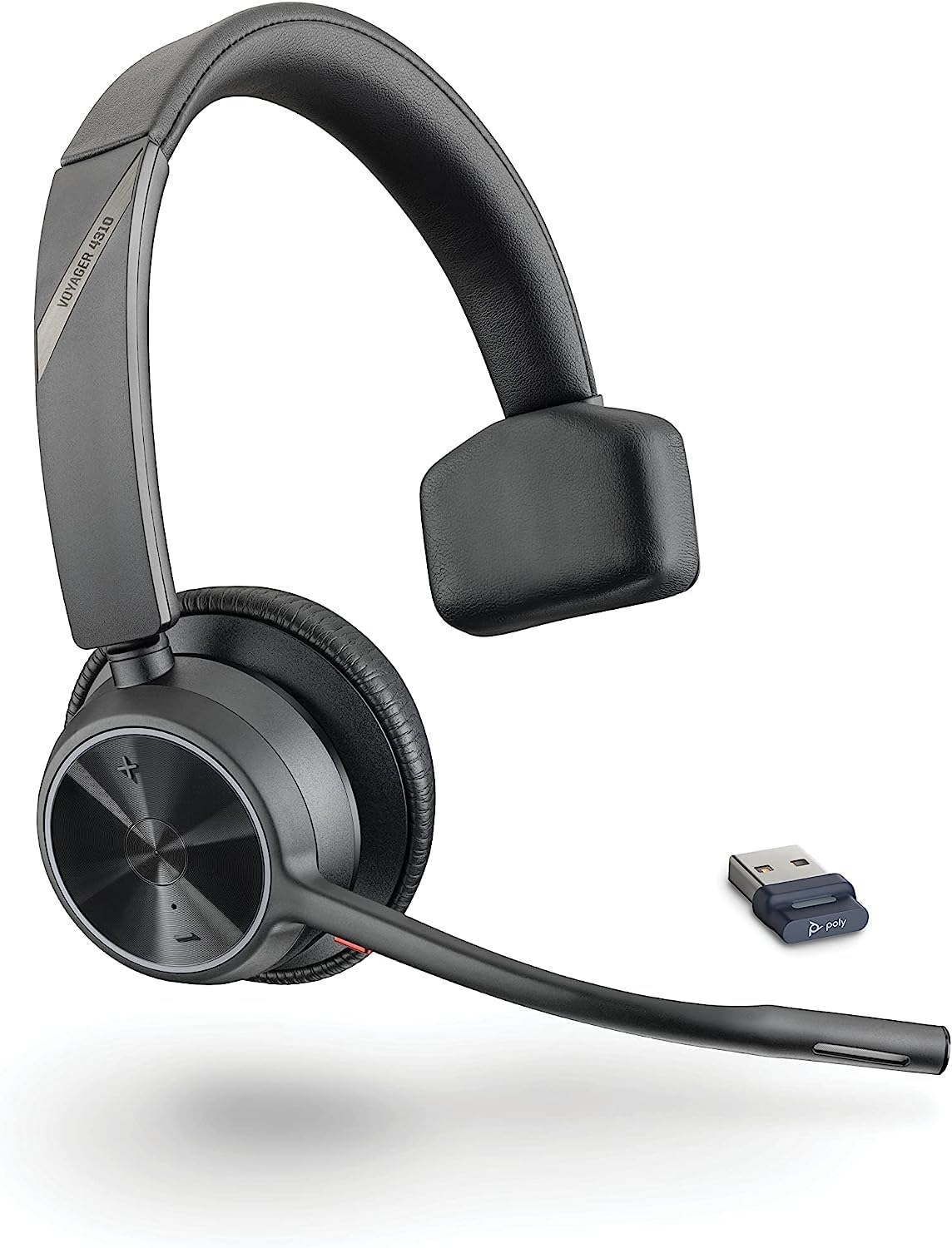 Poly Voyager 4310 UC Wireless Headset (Renewed) - Single-Ear Bluetooth Headset with Noise-Canceling Boom Mic for PC, Mac & Mobile - Compatible with Teams, Zoom & UC Platforms - Perfect for Remote Work, Call Centers & Online Meetings