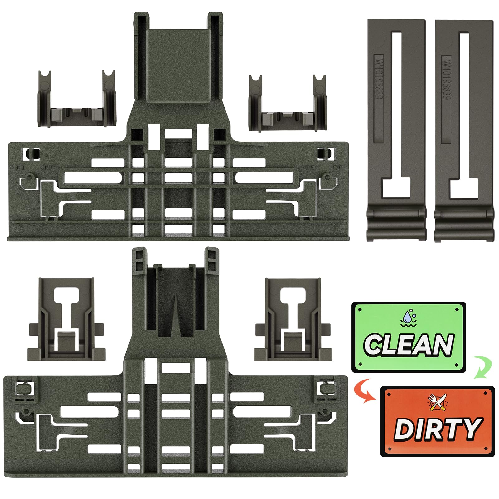 Upgraded W10546503 WPW10546503 Dishwasher Upper Rack Adjuster Replacement - Compatible with KitchenAid, Kenmore & Whirlpool Dishwashers (Replaces W10418314) - Perfect for Easy Dishwasher Top Rack Adjustment & Organization