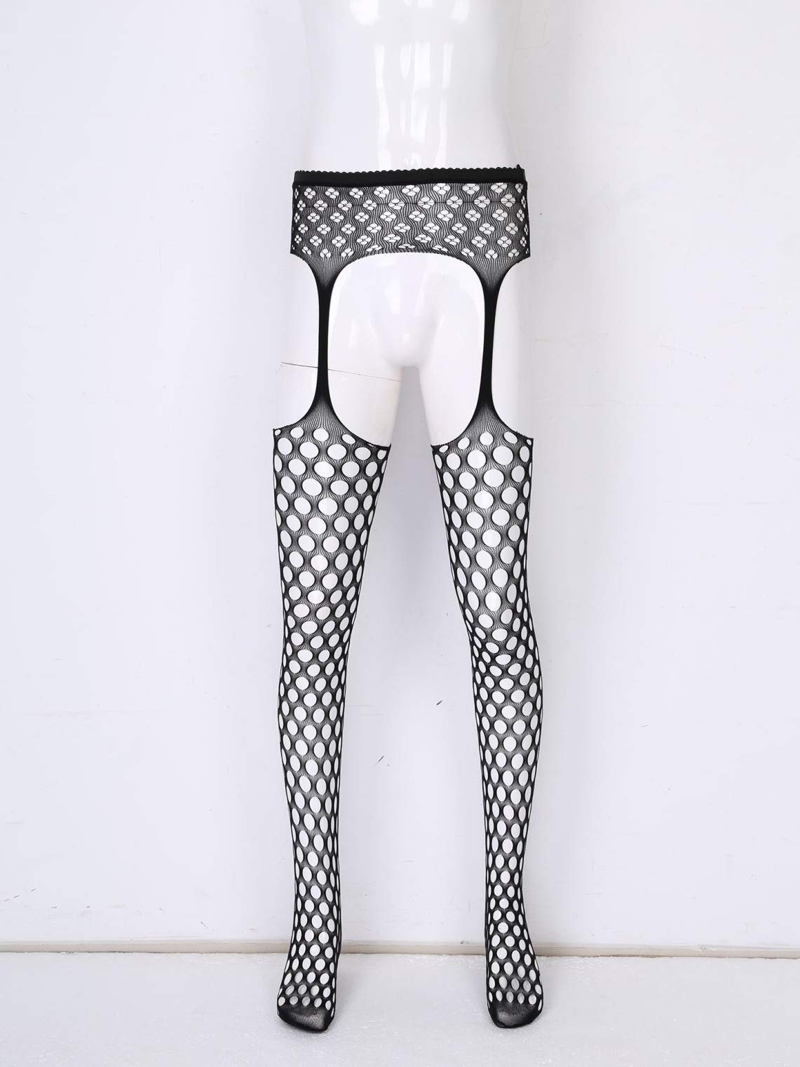 Sexy Fishnet Thigh-High Stockings with Suspenders for Men - Sissy Lingerie & Crossdressing Outfits - Perfect for Cosplay, Roleplay & Nightwear