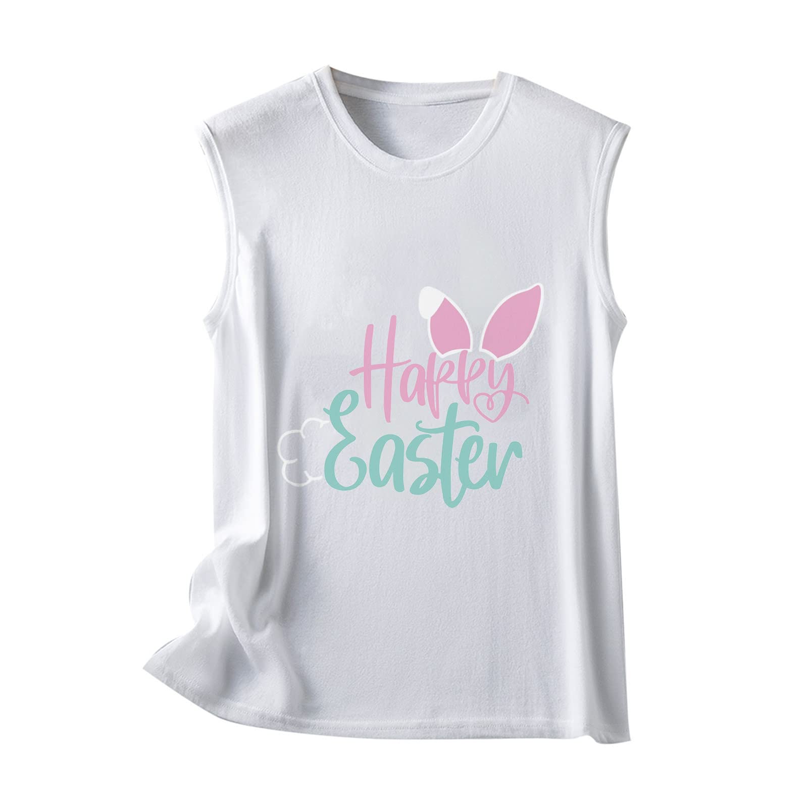 Easter Shirts for Women - Fashion O-Neck Sleeveless Printed Blouse, Loose Fit Summer Tops for Casual Wear, Easter Party, Spring Outfits & Holiday Celebrations