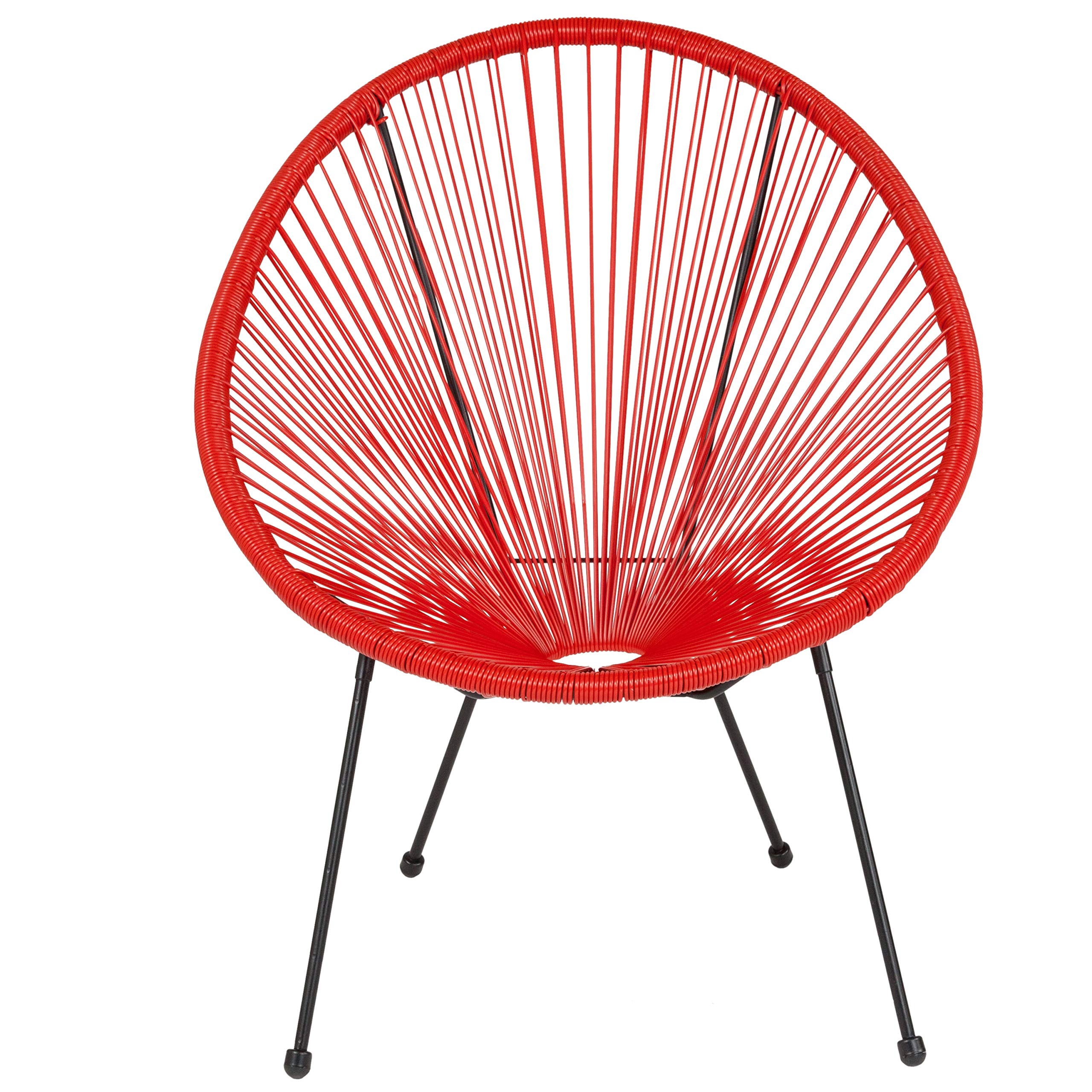 Comfortable Red Papasan Bungee Lounge Chair - Indoor/Outdoor Relaxation Chair for Living Room, Patio, or Bedroom - Perfect for Reading, Napping, and Sunbathing