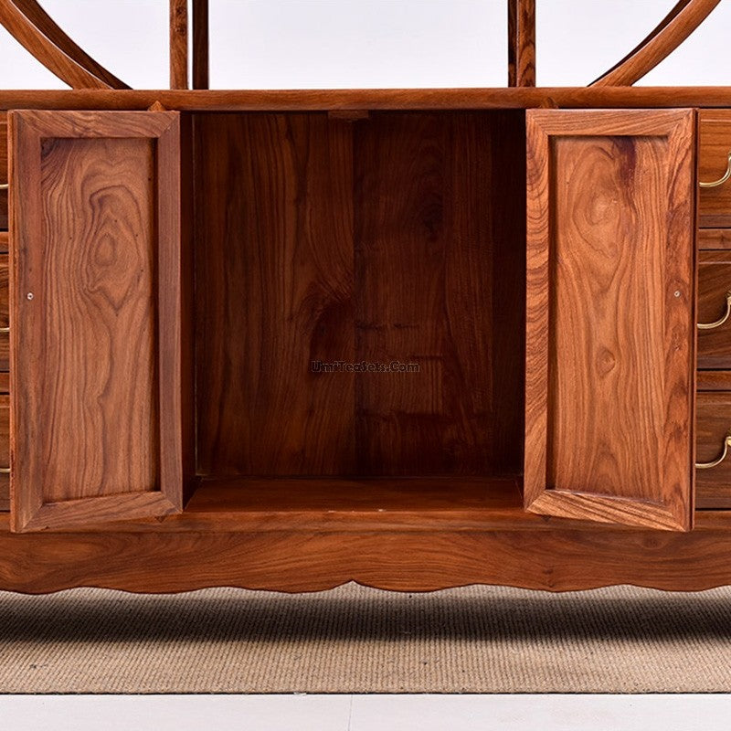Exquisite Pterocarpus Erinaceus Wood Curio Display Cabinet Shelf - Handcrafted African Rosewood Showcase for Collectibles & Antiques - Perfect for Living Room, Study, or Office Decor