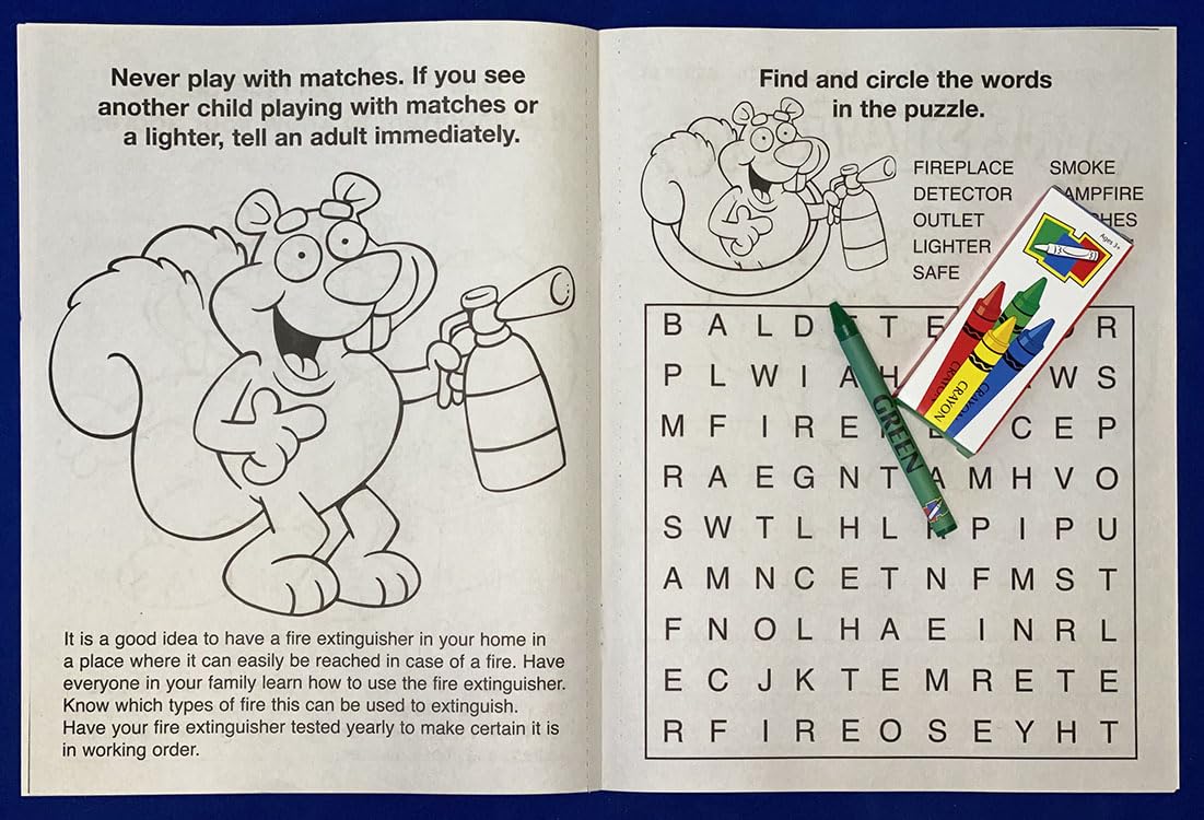 ZOCO Custom Fire Safety Coloring Books for Kids - 250 Bulk Pack with Crayons - Fire Prevention Educational Materials with Games, Puzzles & Activities - Perfect for Fire Station Visits, School Safety Lessons & Home Learning