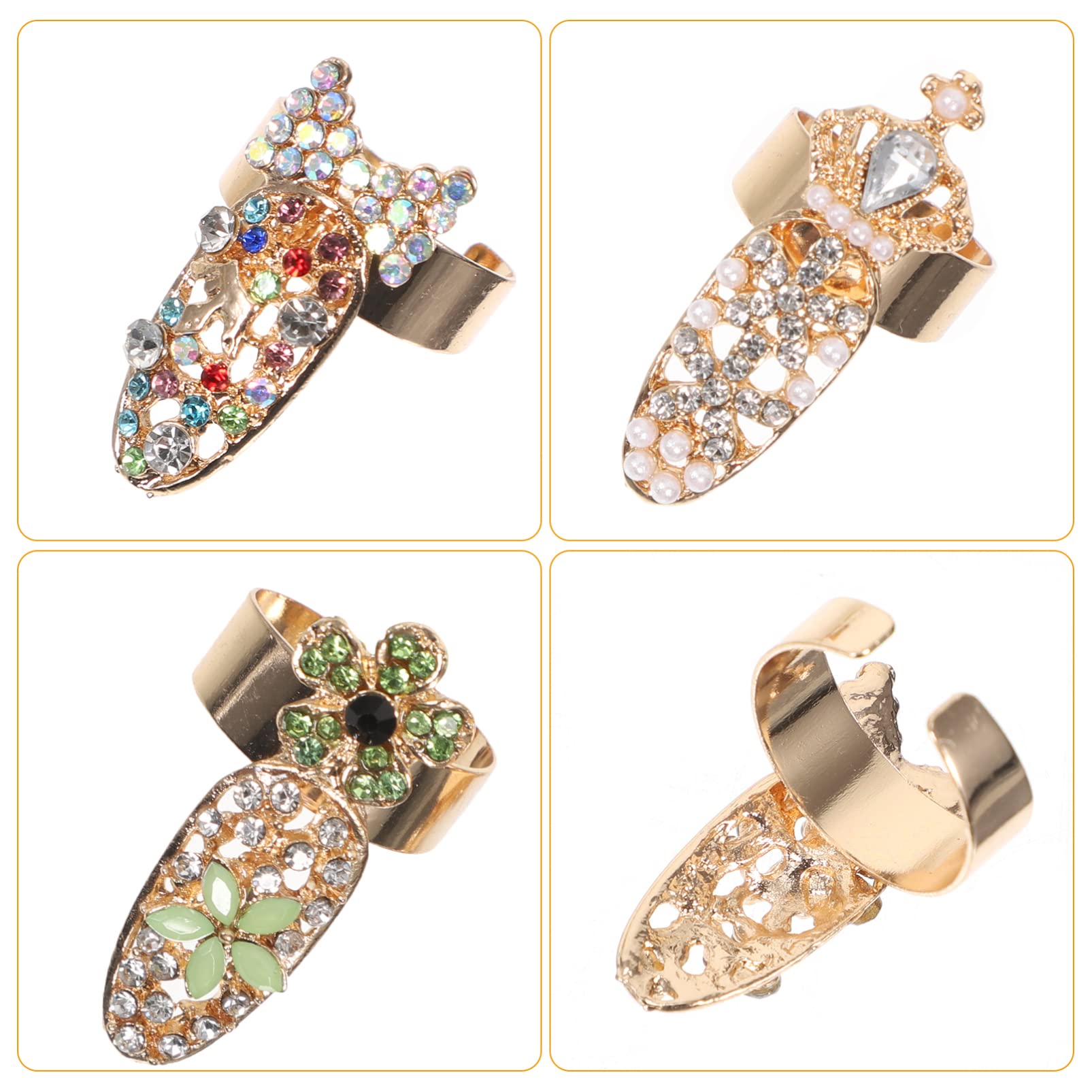 10Pcs Flower Crystal Rhinestone Knuckle Rings for Women - Elegant Nail Jewelry for Parties, Weddings, and Everyday Fashion Accessories