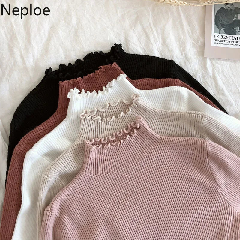 Women's Stretchable Turtleneck Sweater - Soft & Comfortable Winter Pullover for Casual Wear, Office & Date Night