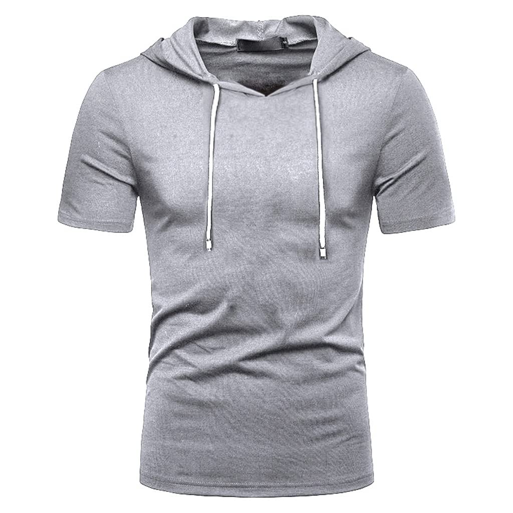 Men's Summer Hoodie - Short Sleeve Casual Solid Color Sweatshirt | Hip Hop Streetwear | Gym, Outdoor, Lounge Wear (Color: C, Size: M)