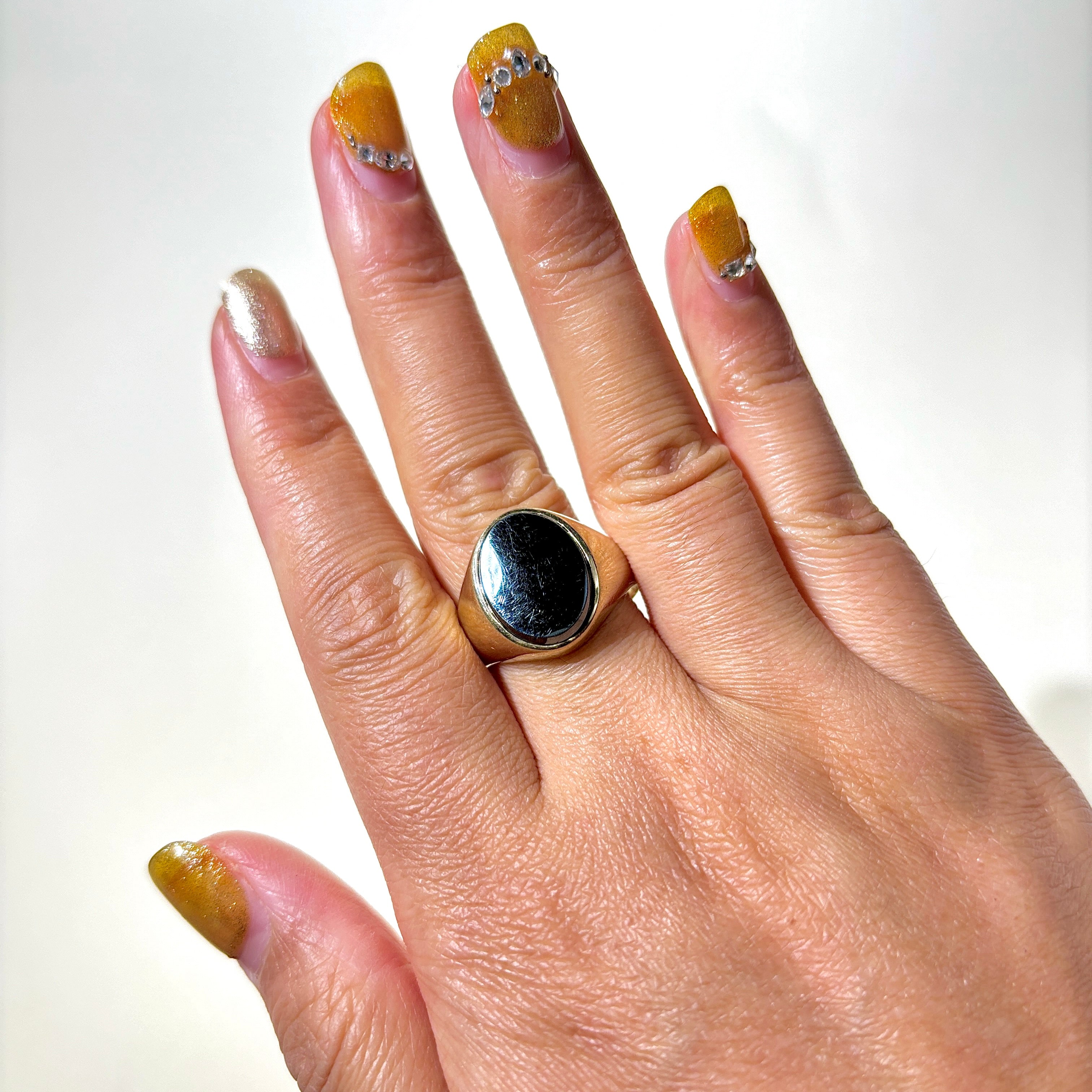 7.69ct Oval Hematite Signet Ring for Men - Size 11.25 - Gothic Jewelry, Wedding Band, Statement Ring for Everyday Wear & Special Occasions