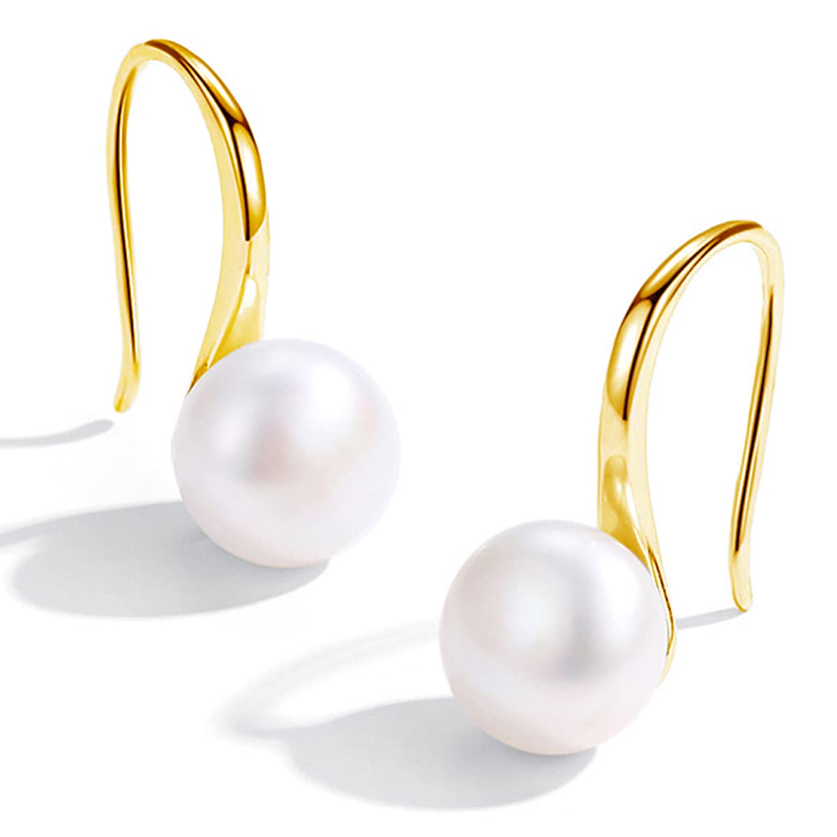 RITACH 925 Sterling Silver White Gold Pearl Drop Earrings for Women - 5A Cubic Zirconia Dangle Earrings (12mm) | Elegant Jewelry for Weddings, Parties & Special Occasions