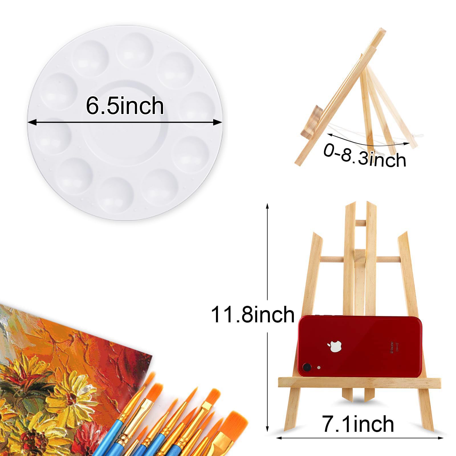 240-Piece Professional Painting Kit with 20 Wooden Easels, 200 Nylon Brushes & 20 Palettes - Complete Art Supplies for Kids & Adults - Perfect for Painting Parties, Art Classes & DIY Home Decor Projects